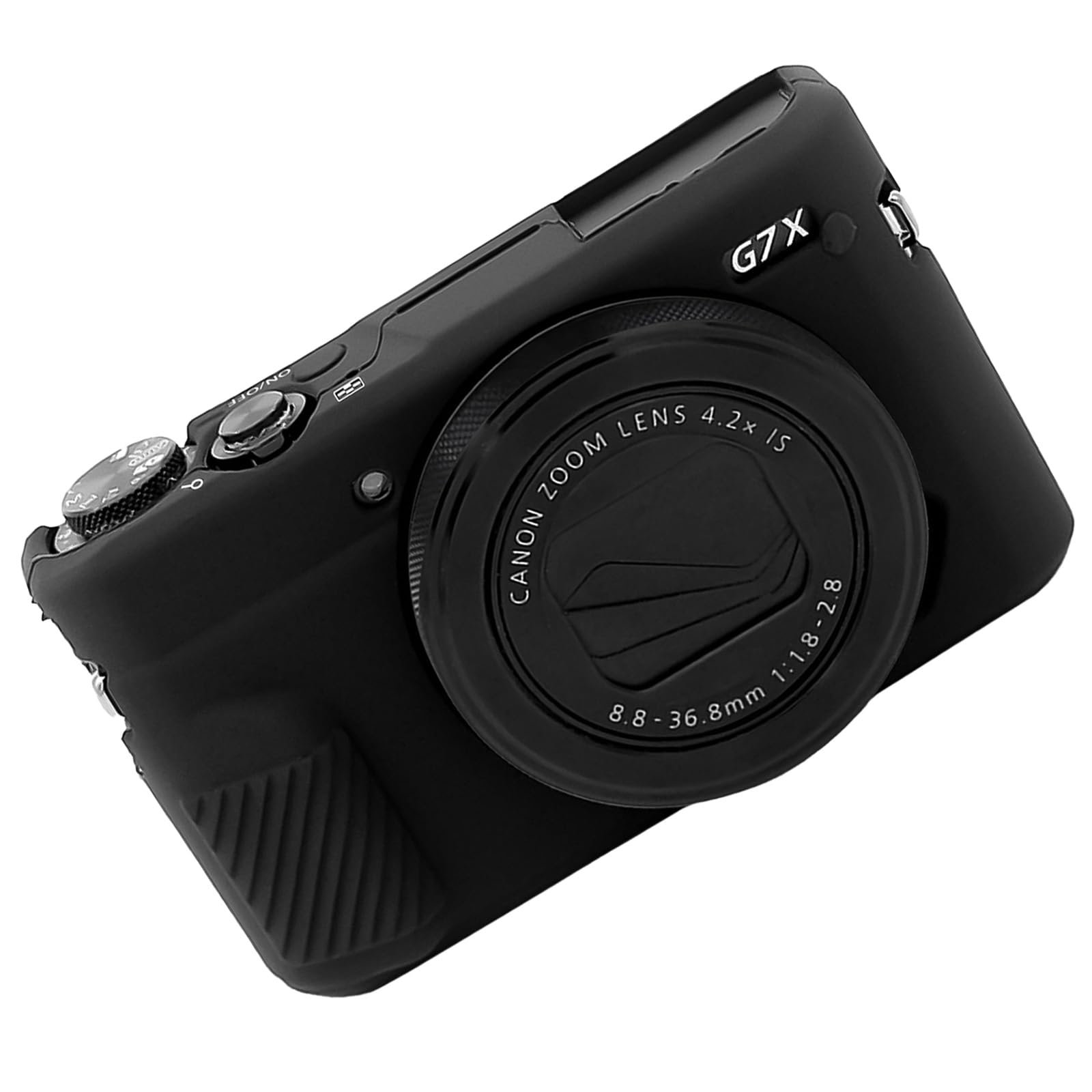 مورد دوربین کاملاً ساده برای دوربین دیجیتال Canon Powershot G7X Mark II، جلد لنز قابل جداشدن از جنس ژله سیلیکونی، کیف دوربین نرم، دارای علامت‌گذاری کلید، پوشش بدنه از جنس لاستیک برای دوربین Canon G7X II مدل سیاه