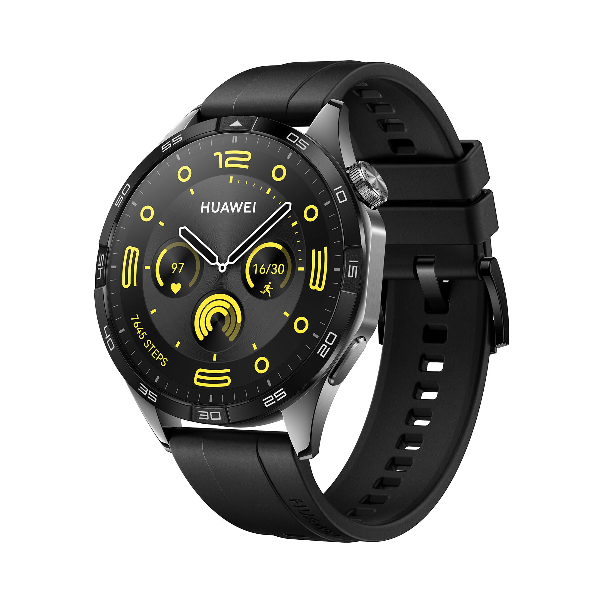 ساعت هوشمند HUAWEI Watch GT4 46 میلیمتری، با عمر باتری تا ۲ هفته، دو بانده به منظور تعقیب مکانی GNSS، تجزیه و تحلیل نوار کم ضربان قلب، مانیتورینگ بهداشتی ۲۴/۷، سازگار با سیستم عامل‌های اندروید و آی‌اواس، رنگ مشکی بزرگ