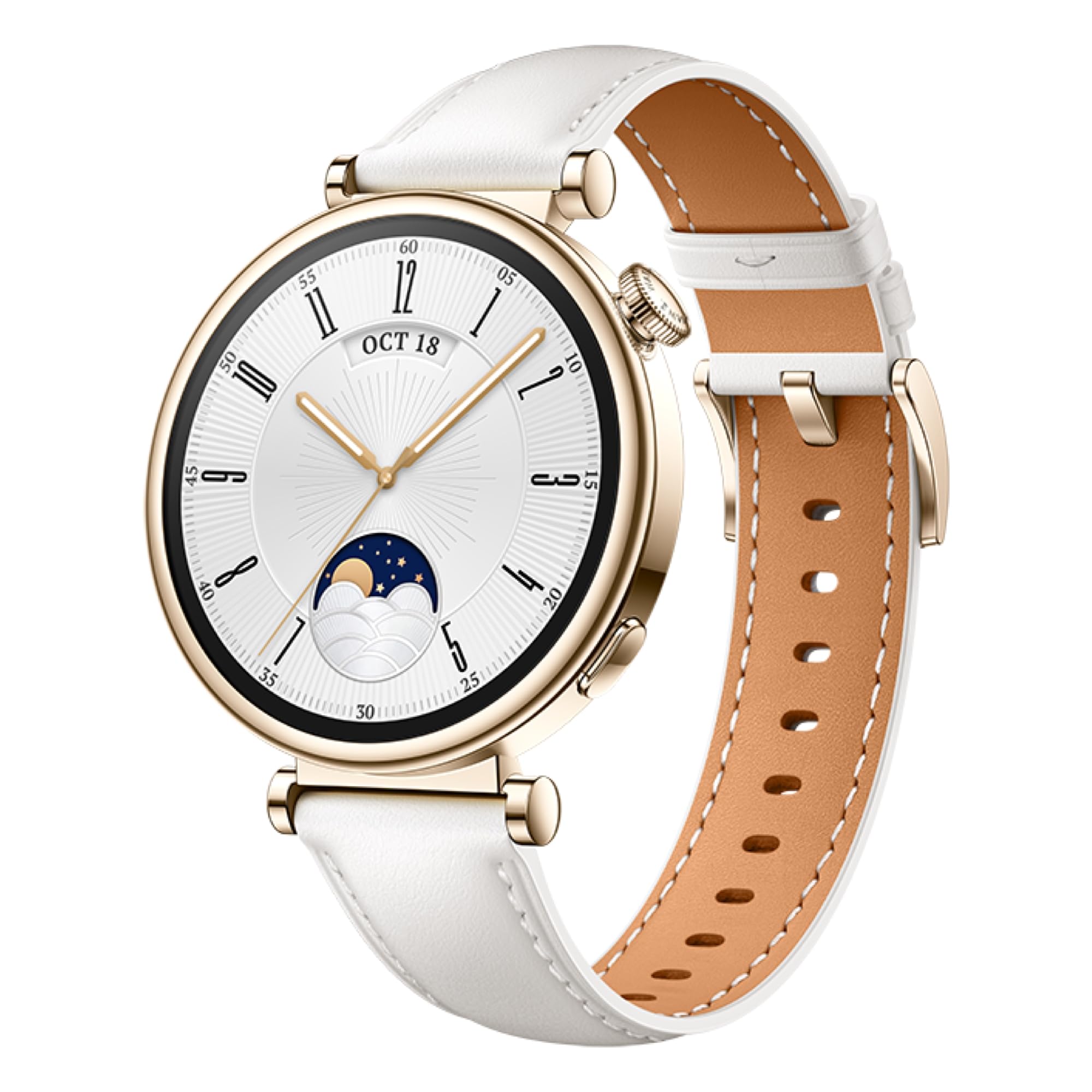 ساعت هوشمند HUAWEI Watch GT4 41mm، با عمر باتری 7 روزه، تحلیل نابسامانی ضربان پولس، مدیریت سلامت زنان 3.0، مانیتورینگ سلامت 24/7، سازگار با اندروید و آی‌او‌اس، رنگ سفید سفید متوسط