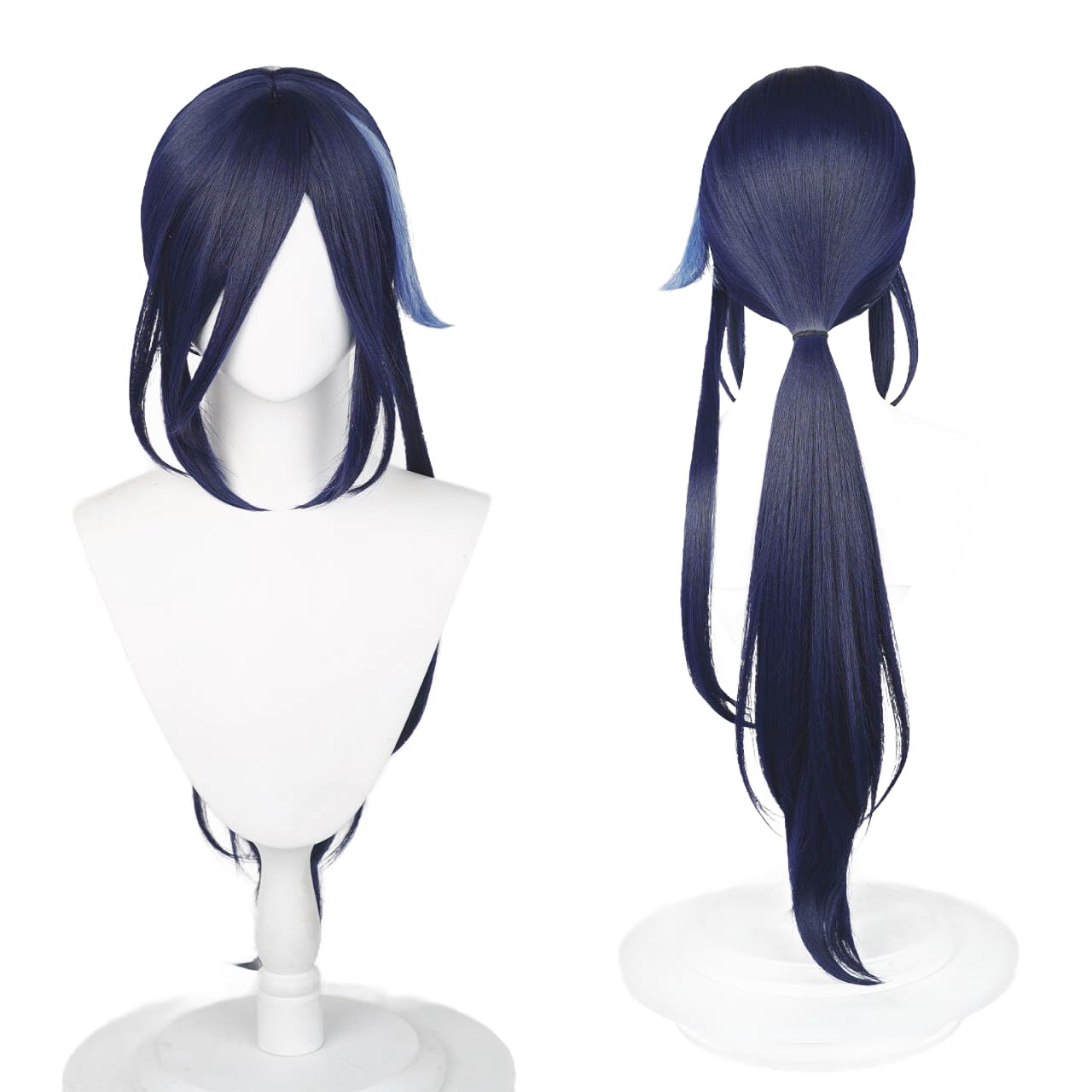 موهوت Genshin Impact Anime Cosplay Wig با دو کلاه مو برای مهمانی هالووین و غیره (کلاس کاس)