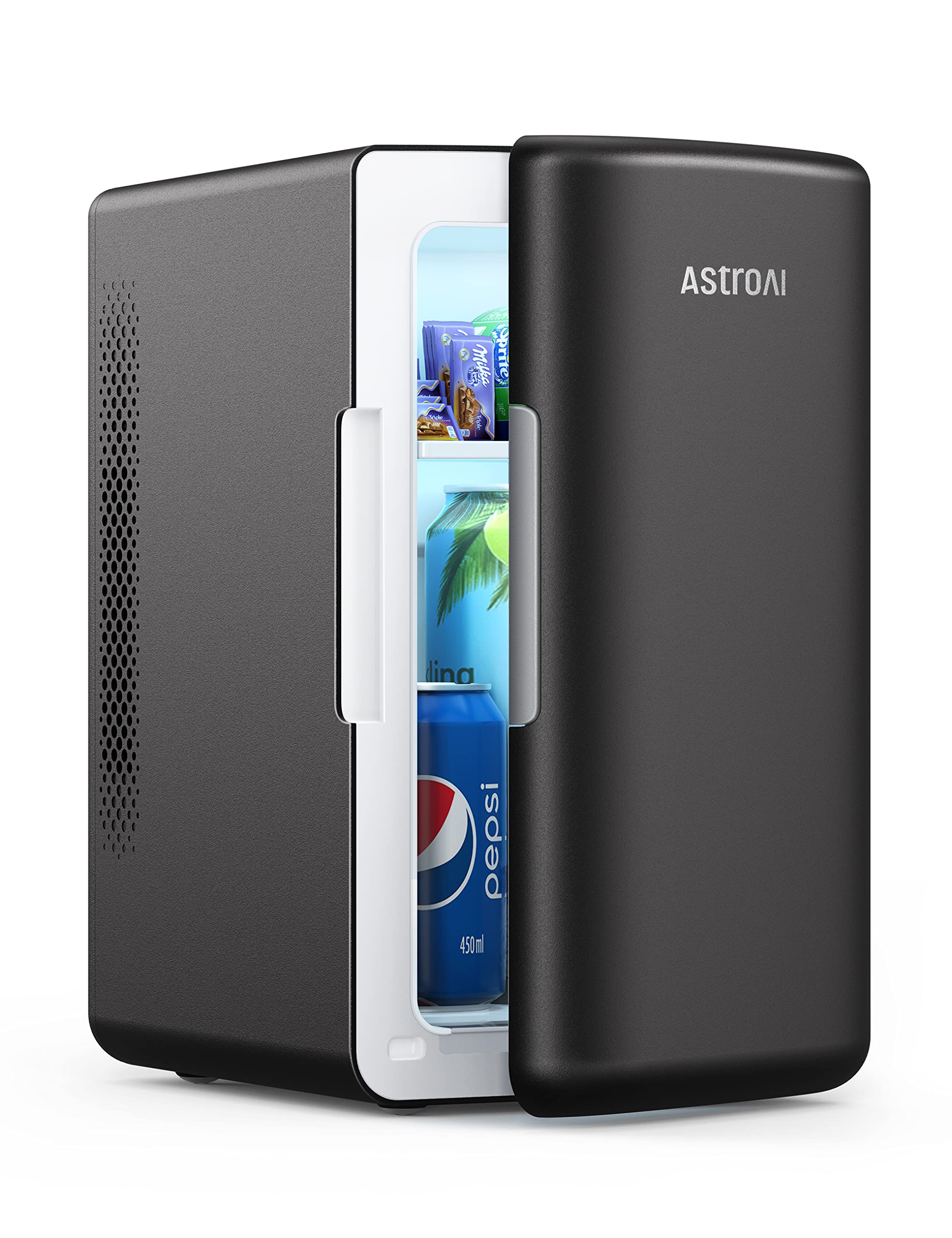 یخچال کوچک AstroAI 6 لیتری / 8 کن | خنک کننده و گرم کننده | AC/DC | یخچال کوچک برای اتاق خواب، ماشین، نوشیدنی ها، زیبایی، مراقبت از پوست، سفر (مشکی)