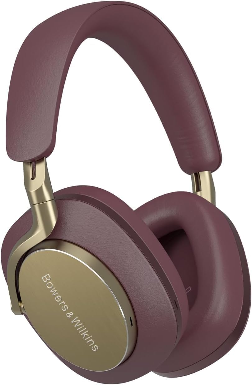 هدفون‌های بی‌سیم Over-Ear Bowers & Wilkins Px8، قطع و فعال‌سازی پیشرفته نویز، مواد لوکس، عمر باتری ۳۰ ساعته، شارژ سریع ۱۵ دقیقه‌ای، بورگوندی سلطنتی
