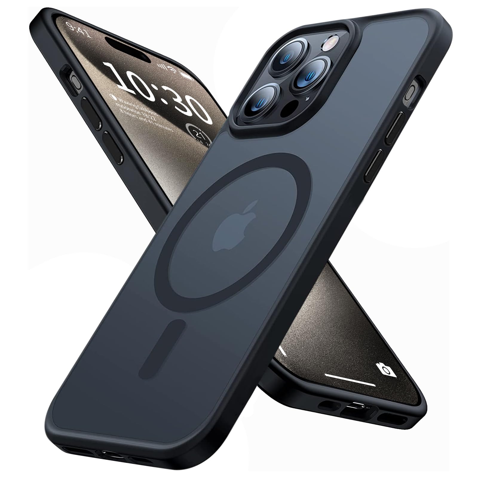 کاور موبایل INFOSUN iPhone 15 Pro Max سازگار با Magsafe طراحی آیفون 15 Pro Max شیک و زیبا مناسب برای آیفون 15 پرو مکس محافظت کننده ضدضربه با پوشش مات شفاف جلو و عقب مغناطیسی برای محافظت از آیفون 15 پرو مکس مدل 2023 با رنگ مشکی