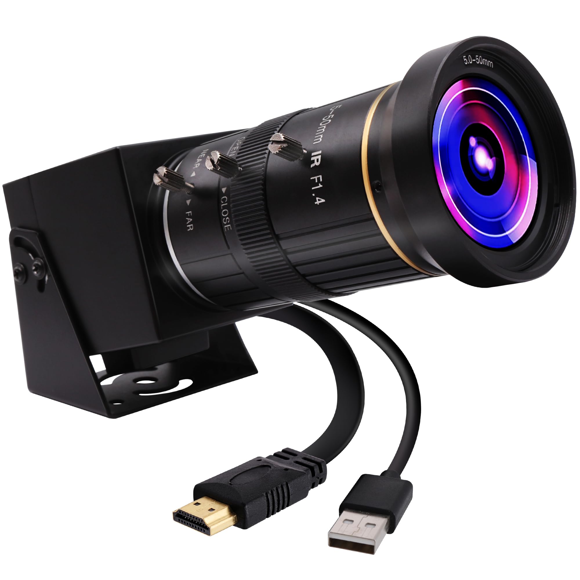 کدگذاری 4K HDMI USB دوربین با زوم اپتیکال 5-50 میلیمتری 10 برابر، دوربین ویدیوکنفرانس USB Ultra HD 2160P، دوربین USB برای کامپیوتر، وبکم پلاگ اند پلی برای ویندوز، لینوکس، آندروید، لنز زوم دستی 10 برابر 5-50 میلیمتری
