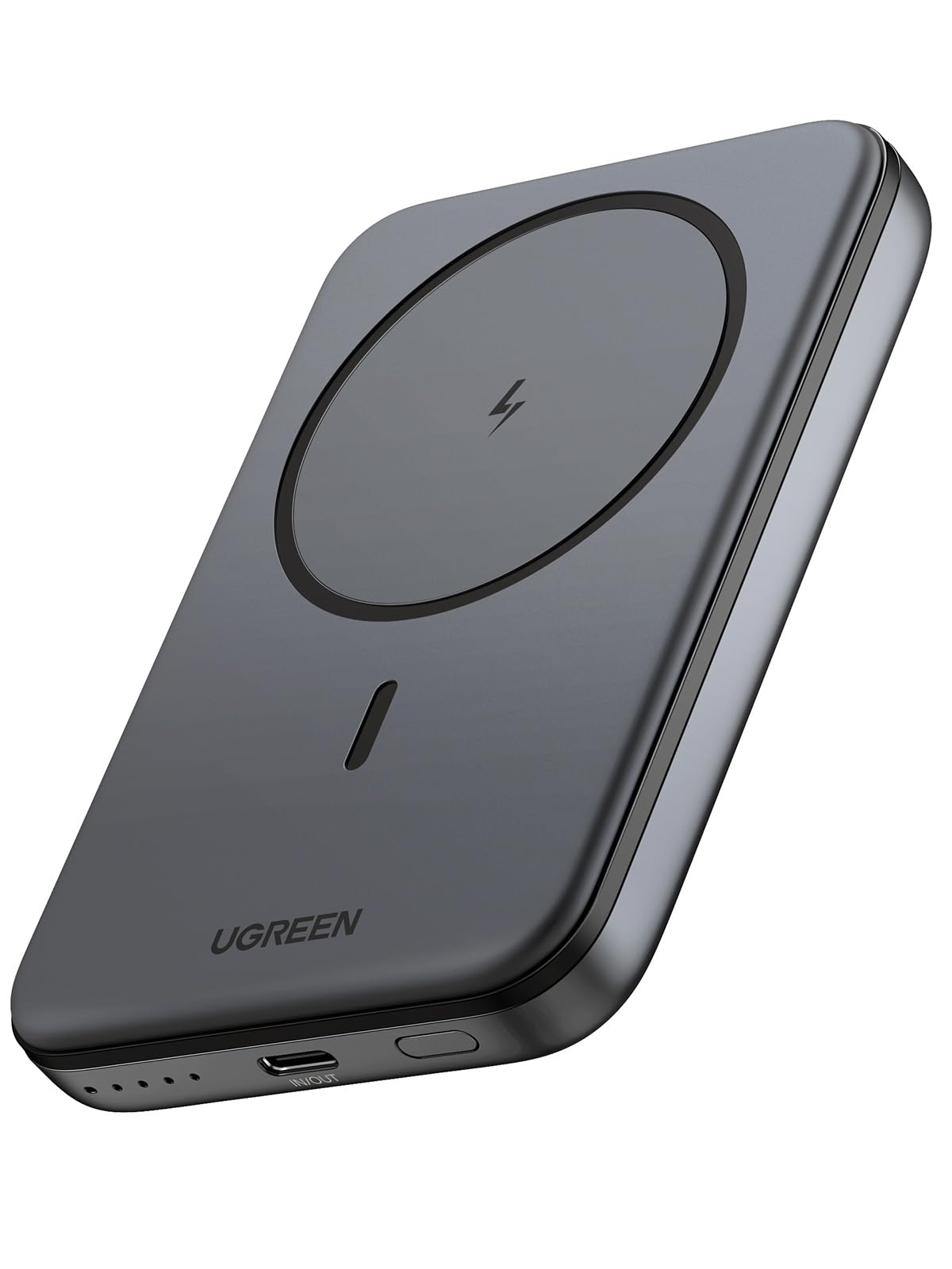 پاور بانک UGREEN 10000mAh Magsafe، شارژر قابل حمل بی‌سیم با شارژ سریع، شارژر آیفون PD 20 وات شارژ سیمی، باتری پک Magsafe آیفون برای سری‌های 12-16 آیفون، سامسونگ Space Gray 10000mAh- Space Gray