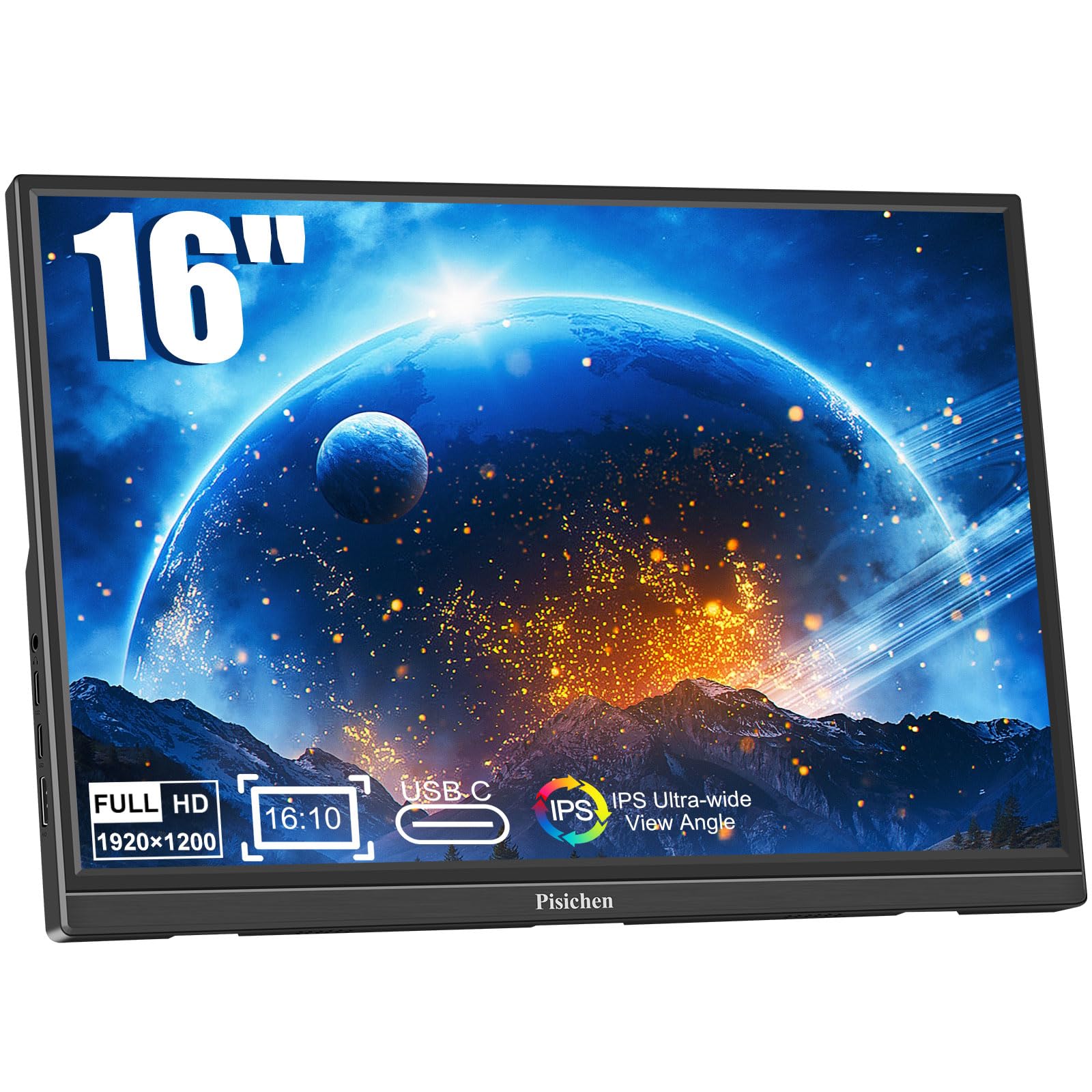 مانیتور قابل حمل Pisichen، 16 اینچ FHD 1920X1200P