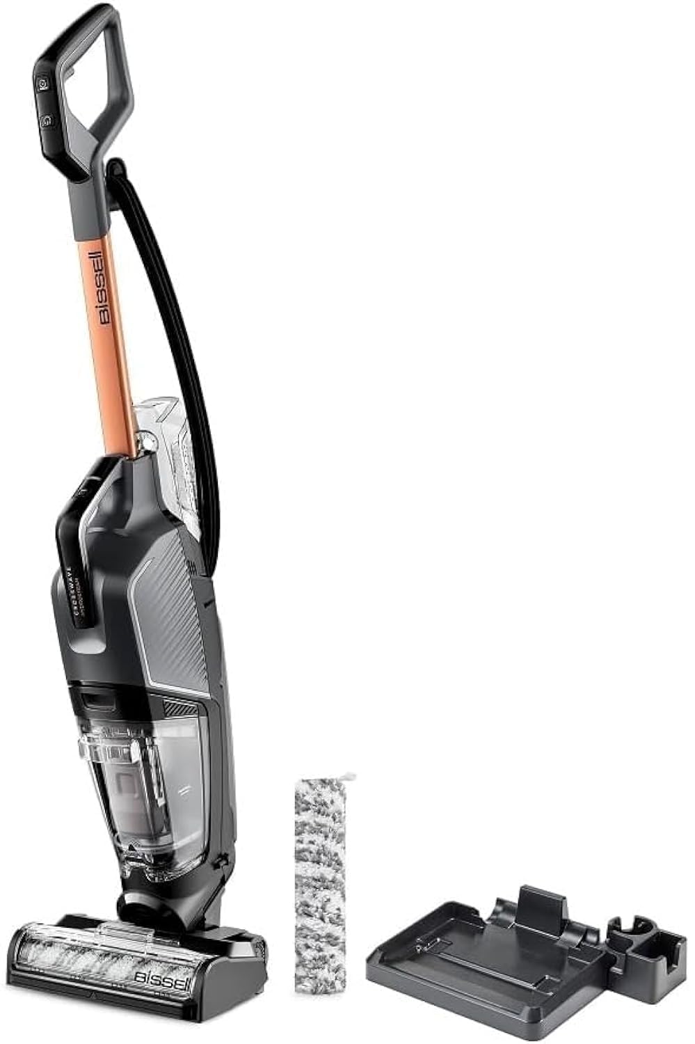 پاک‌کننده چند سطحی Bissell CROSSWAVE HYRDOSTEAM برای کف و فرش + ضدعفونی کننده، 99.9% از باکتری‌ها را از بین می‌برد. مدل سیاه 3527E Black Crosswave Hydrosteam (3527E)