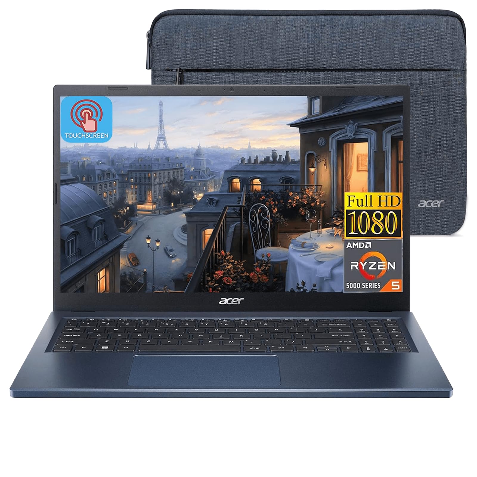 لپ تاپ لمسی ایسر 2023 Aspire 3، صفحه نمایش IPS FHD 15.6 اینچ، پردازنده AMD Ryzen 5 7520U (قوی‌تر از i7-1165G7)، رم 8GB DDR5، حافظه داخلی 512GB SSD، گرافیک AMD Radeon، Wi-Fi 6، ویندوز ۱۱ هوم 8GB DDR5 و 512GB SSD