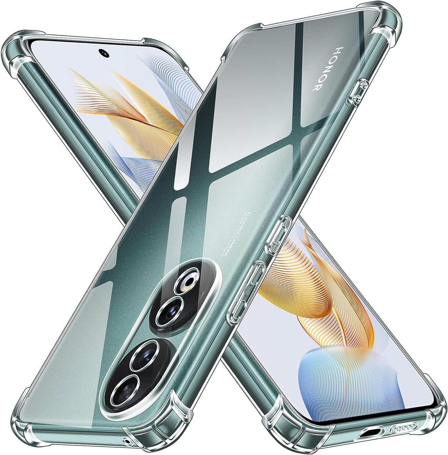 کیف سیلیکونی شفاف برای Honor 90 با چهارچوب محافظتی ضدضربه، نازک، نرم، کیف تلفن همراه شفاف انعطاف پذیر TPU، پوشش محافظ ضدخش (شفاف)