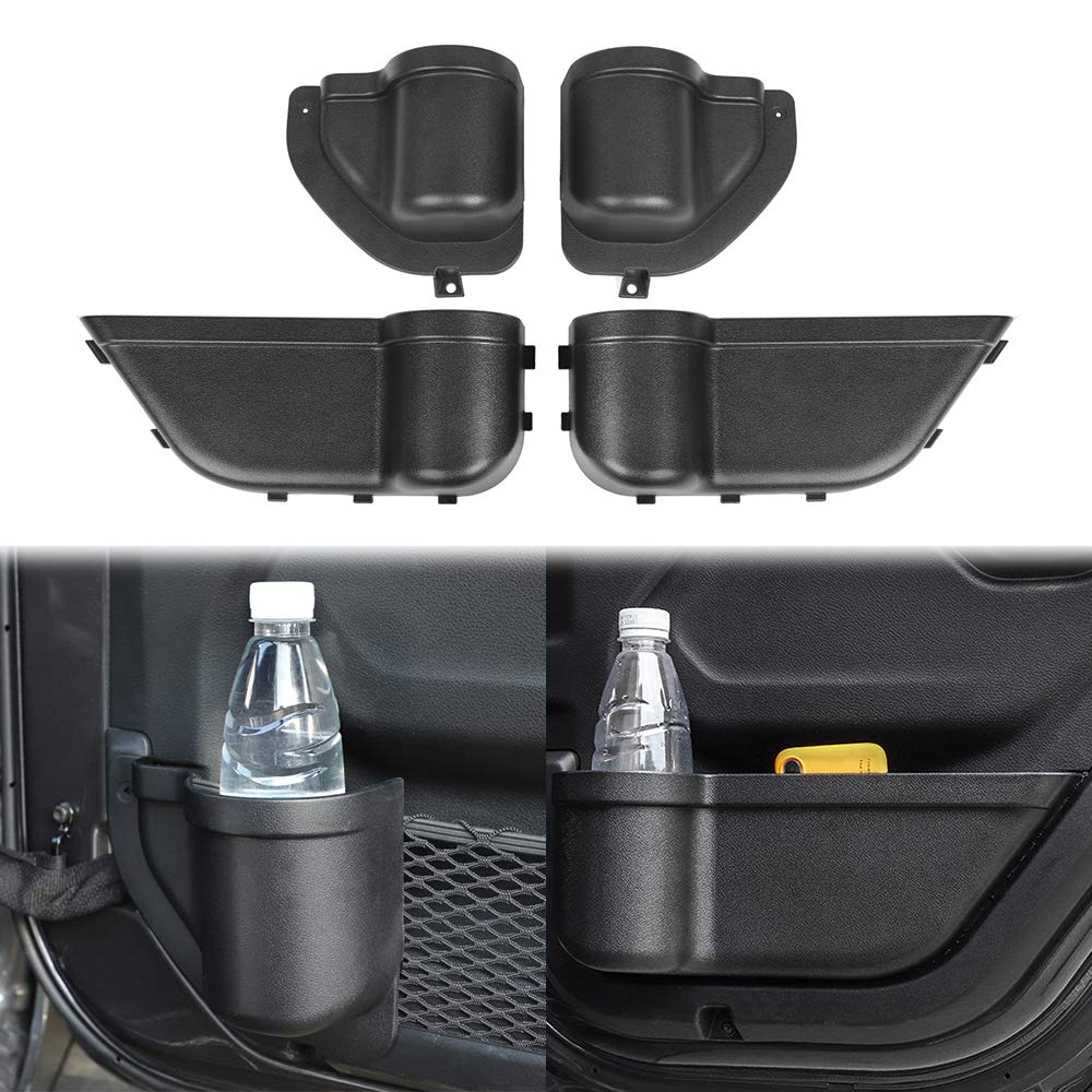 سینی سازمان‌دهنده جلو و عقب 4-PACK برای 2018-2024 جیپ رنگلر JL 4XE JLU روبیکن اسپرت صحرا گلادیاتور JT جعبه‌ی ذخیره‌سازی داخلی لوازم جانبی سیاه