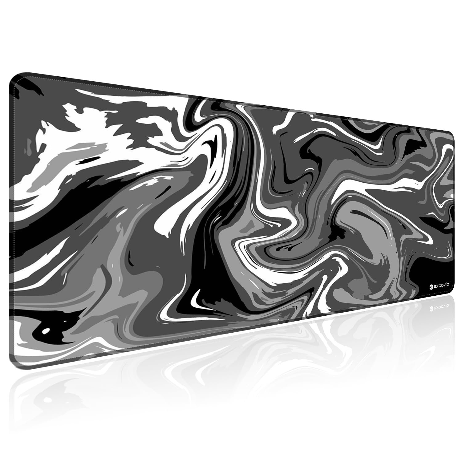 EXCOVIP Mouse Pad الحاشیه‌های چرمی با ابعاد 900x400 میلی‌متر - رنگ خاکستری و مشکی