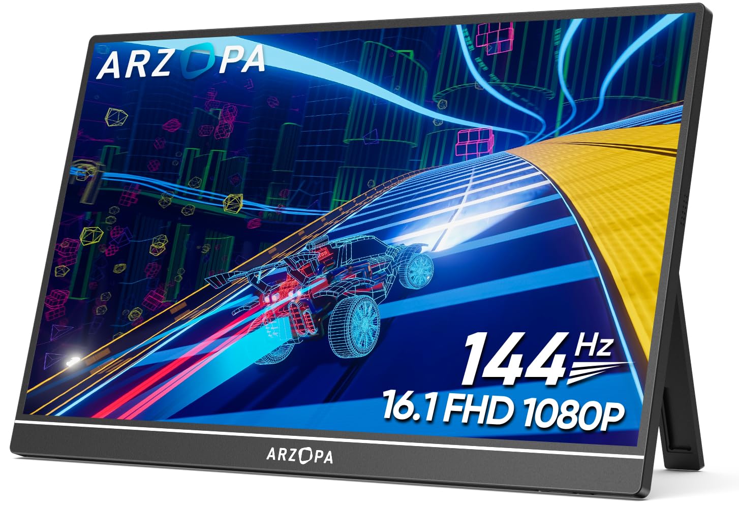 صفحه نمایش قابل حمل بازی ARZOPA 16.1 اینچ، 144Hz، 106٪ sRGB 1080P FHD با قابلیت ایستادنکیک، صفحه نمایش حرفه ای با HDR، بسیار باریک، مراقبت از چشم، صفحه نمایش دوم خارجی برای لپ تاپ، کامپیوتر شخصی، PS5، مک، Xbox-Z1FC 16.1 اینچ Z1FC/144Hz