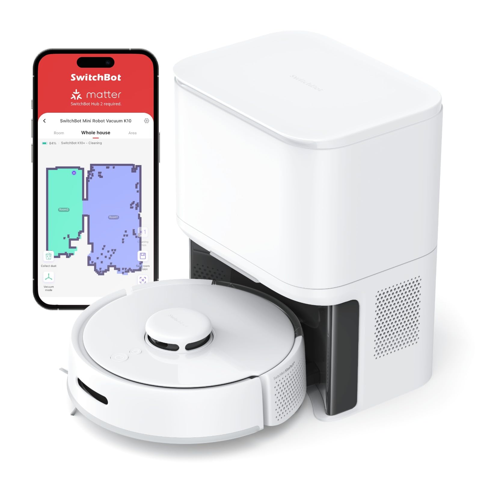 مکنده مینی رباتیک SwitchBot K10+ با پوشش بالا، خودتخلیه برای 70 روز بدون نیاز به دست، مکنده رباتیک با مسیریابی LiDAR تنظیم شده برای تمیزکردن سفارشی، قدرتمند و در عین حال ساکت، سازگار با الکسا