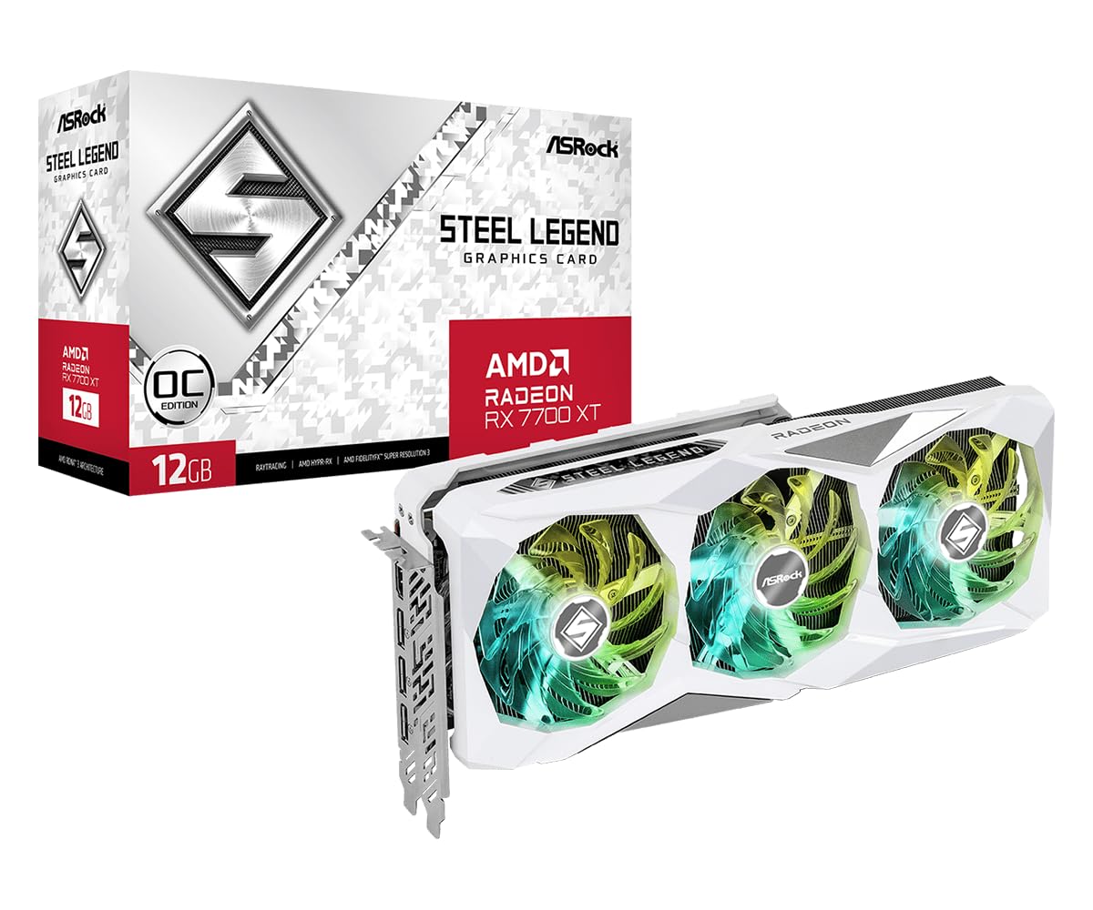 ASRock Radeon RX 7700 XT Steel Legend ۱۲ گیگابایت, ۱۲۲۸۸ مگابایت حافظه GDDR6 RX 7700 XT Steel Legend ۱۲ گیگابایت