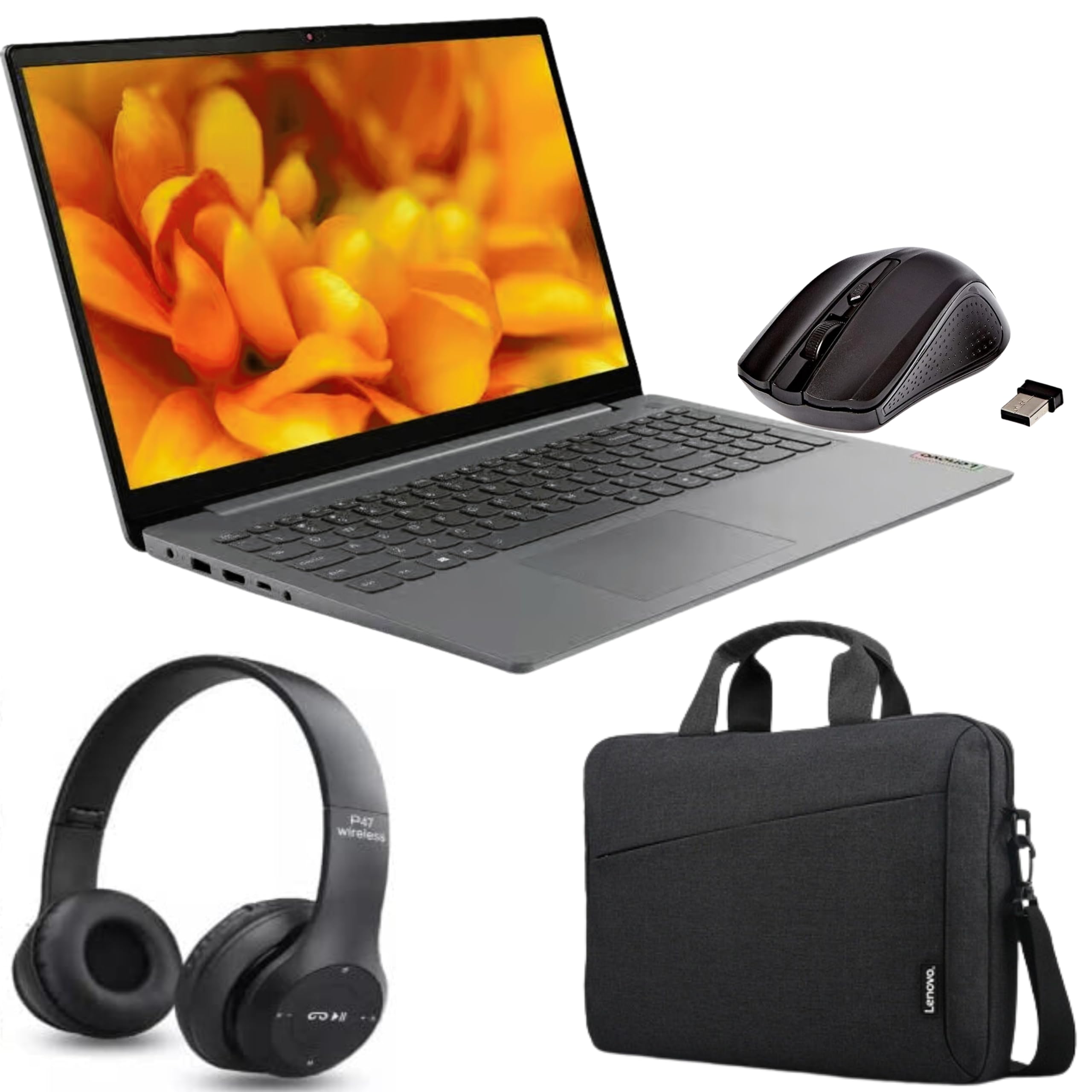 لپ تاپ لنوو Ideapad 3 15IT با نمایشگر 15.6 اینچی FHD، Intel Core i3-1205U، 8 گیگابایت رم DDR4، 512 گیگابایت حافظه SSD NVMe M.2، گرافیک Intel UHD، ویندوز 11، کیف لپ تاپ رایگان، ماوس بی‌سیم، هدفون بلوتوث (به‌ر‌وزرسانی‌شده)