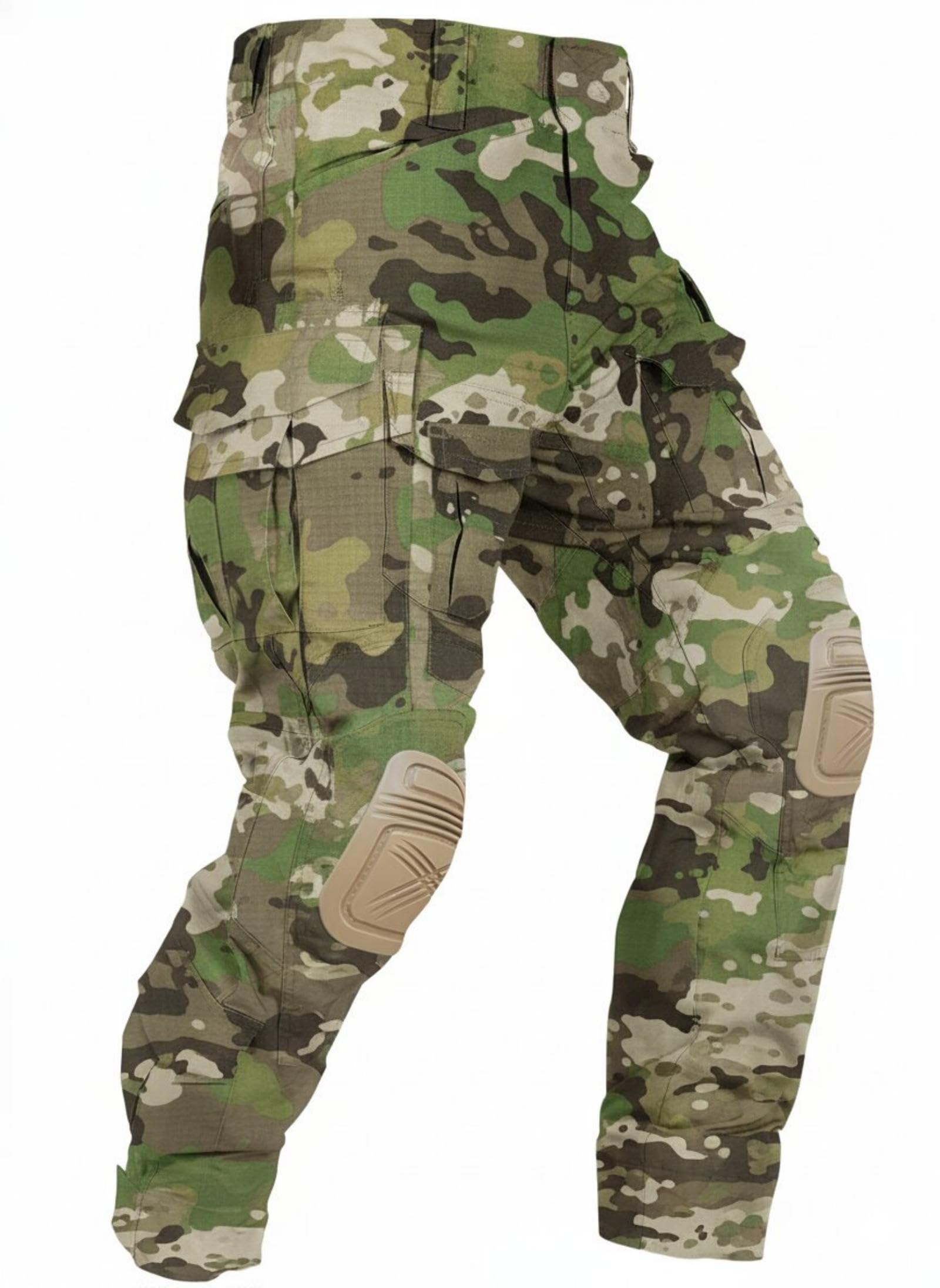 Men's Tactical Pants with Knee Pads, Waterproof Camo Cargo Pants, 10 Pockets, No Belt 34 Dq Camo