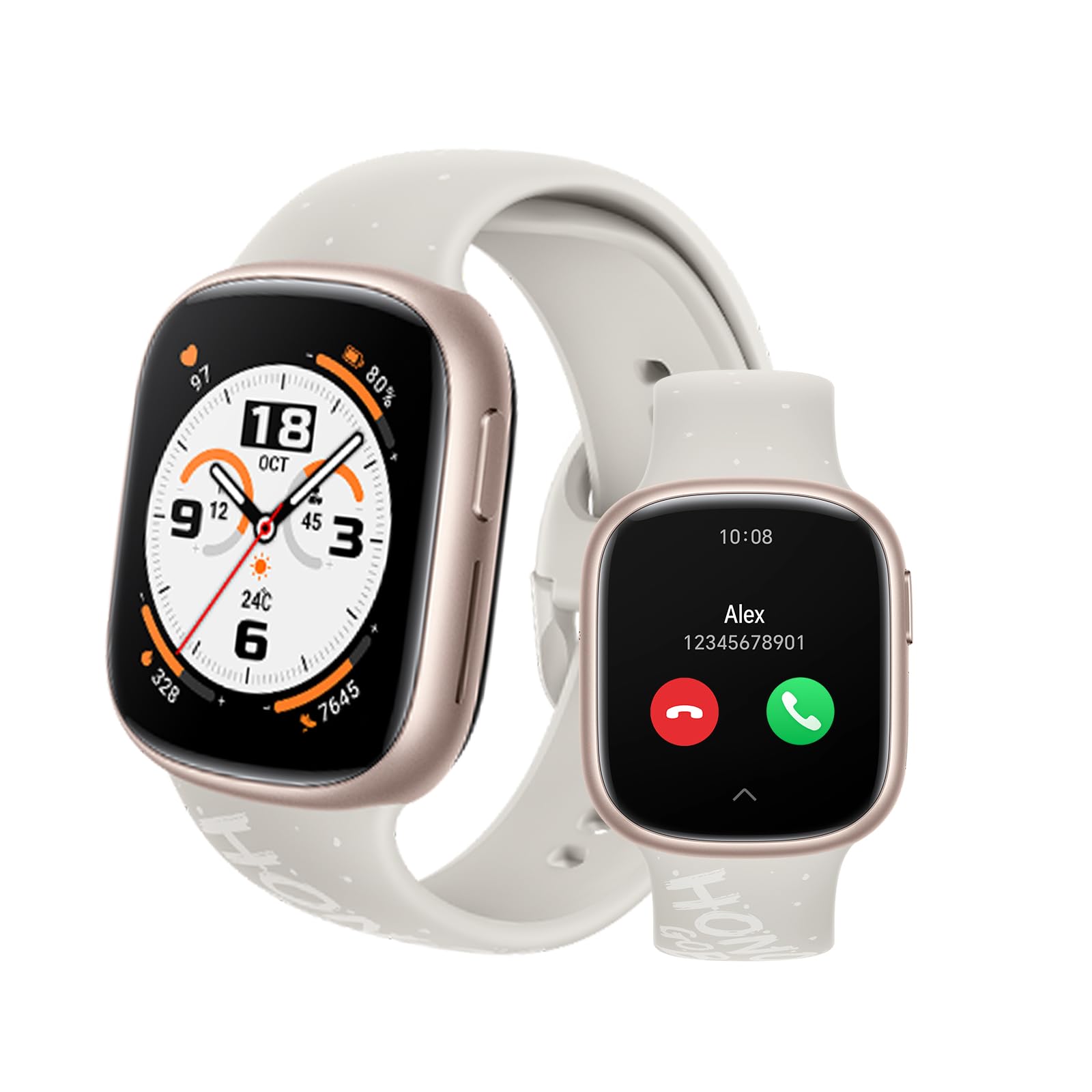 HONOR WATCH 4 SmartWatch, Bluetooth Calling, 1.75 inch AMOLED, GPS, 14 Days Standy, Spo2, Heart Rate and Stress Monitor, 5ATM, Compatible with Android and iOS, سفید سفید واچ ۴