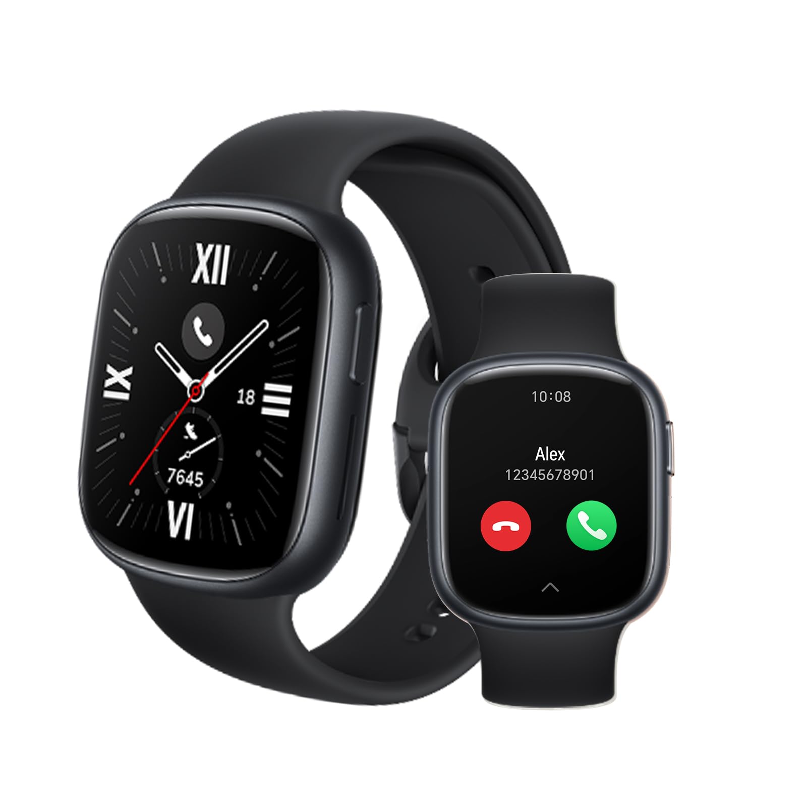 ساعت هوشمند HONOR WATCH 4، با قابلیت بلوتوث برای تماس، صفحه نمایش AMOLED 1.75 اینچ، GPS، استندبای 14 روزه، اندازه گیری Spo2، نظارت بر ضربان قلب و استرس، استاندارد 5ATM، سازگار با اندروید و آی‌اواس، رنگ مشکی با ابعاد 4.59 سانتی‌متر در 4.59 سانتی‌متر در 0.1 سانتی‌متر