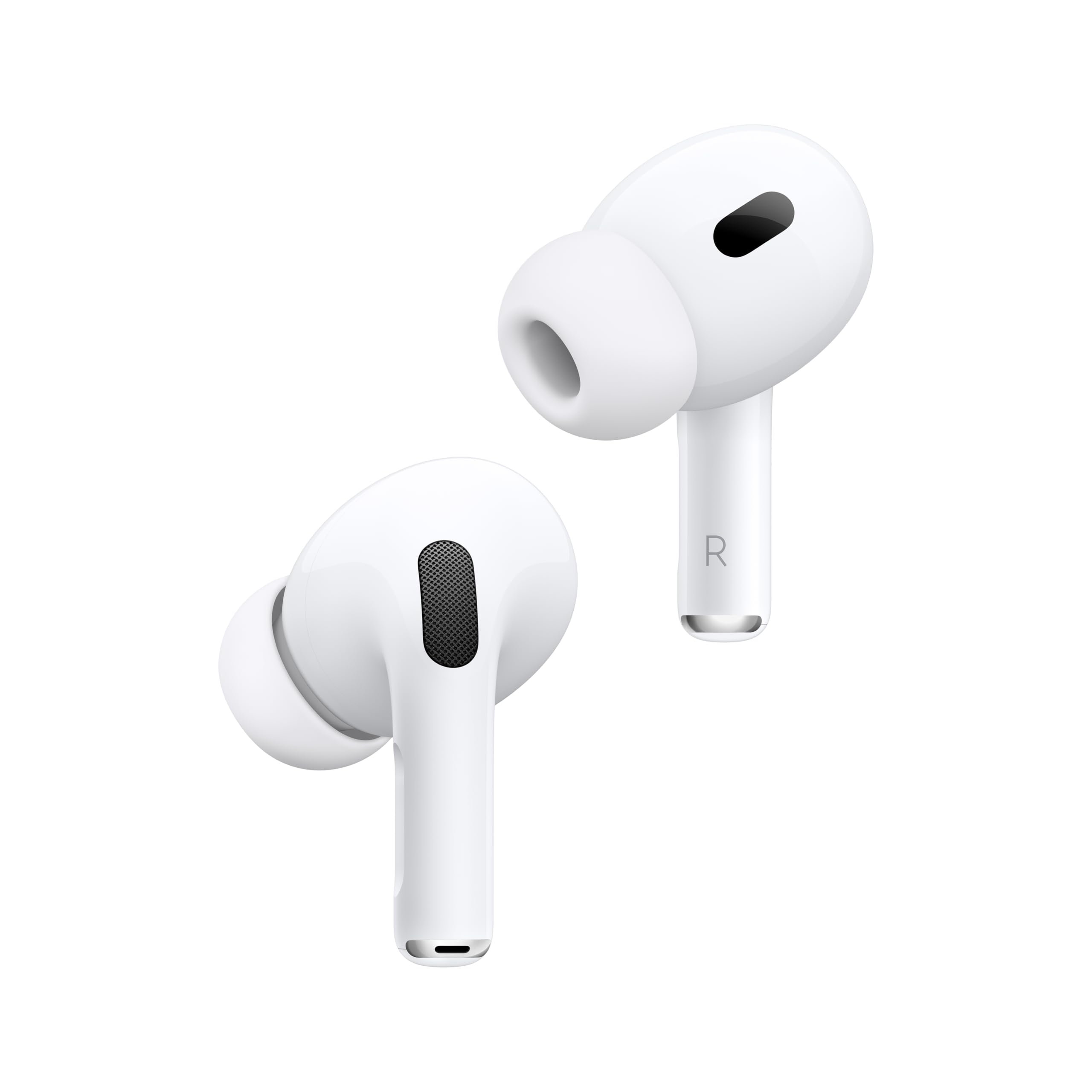 هدفون بی‌سیم اپل AirPods Pro 2، دارای فناوری کنسل‌گویی فعال، قابلیت کمک شنوایی، حالت شفاف، صدای فضایی شخصی‌سازی شده، صدای باکیفیت بالا، چیپ H2، شارژ USB-C