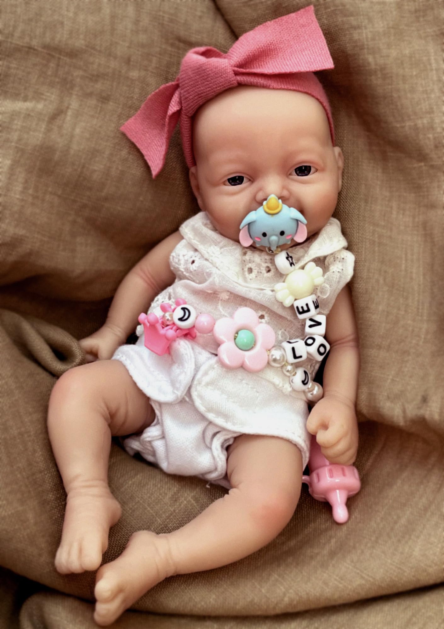 عروسک نوزاد واقع‌گرای فول پلاسما سیلیکون 7 اینچی MYREBABY - عروسک کوچک توله واقع‌گرا جدید، عروسک غیر وینیل، قابل شستشو واقعه با کیت تغذیه و جعبه‌ی هدیه دخترانه مدرن