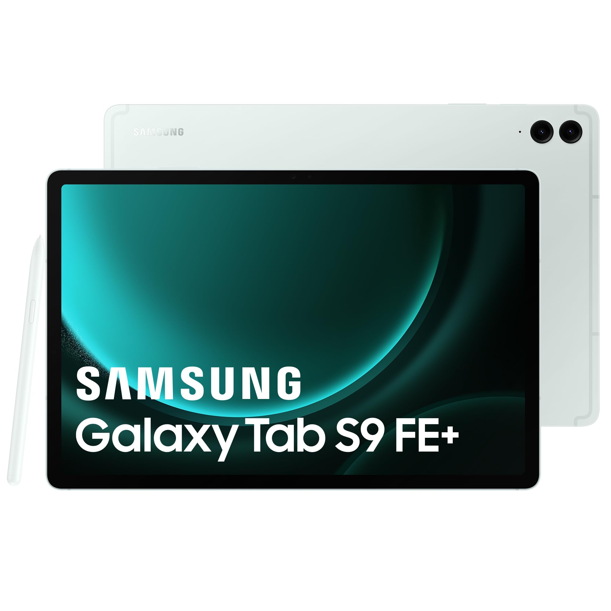 تبلت Samsung Galaxy Tab S9 FE+، 12.4 اینچ وای فای 256 گیگابایت، قلم S گنجانده شده، باتری با عمر طولانی، گواهی‌نامه IP68، رنگ سبز دریا، نسخه فرانسه 256 گیگابایت وای فای سبز