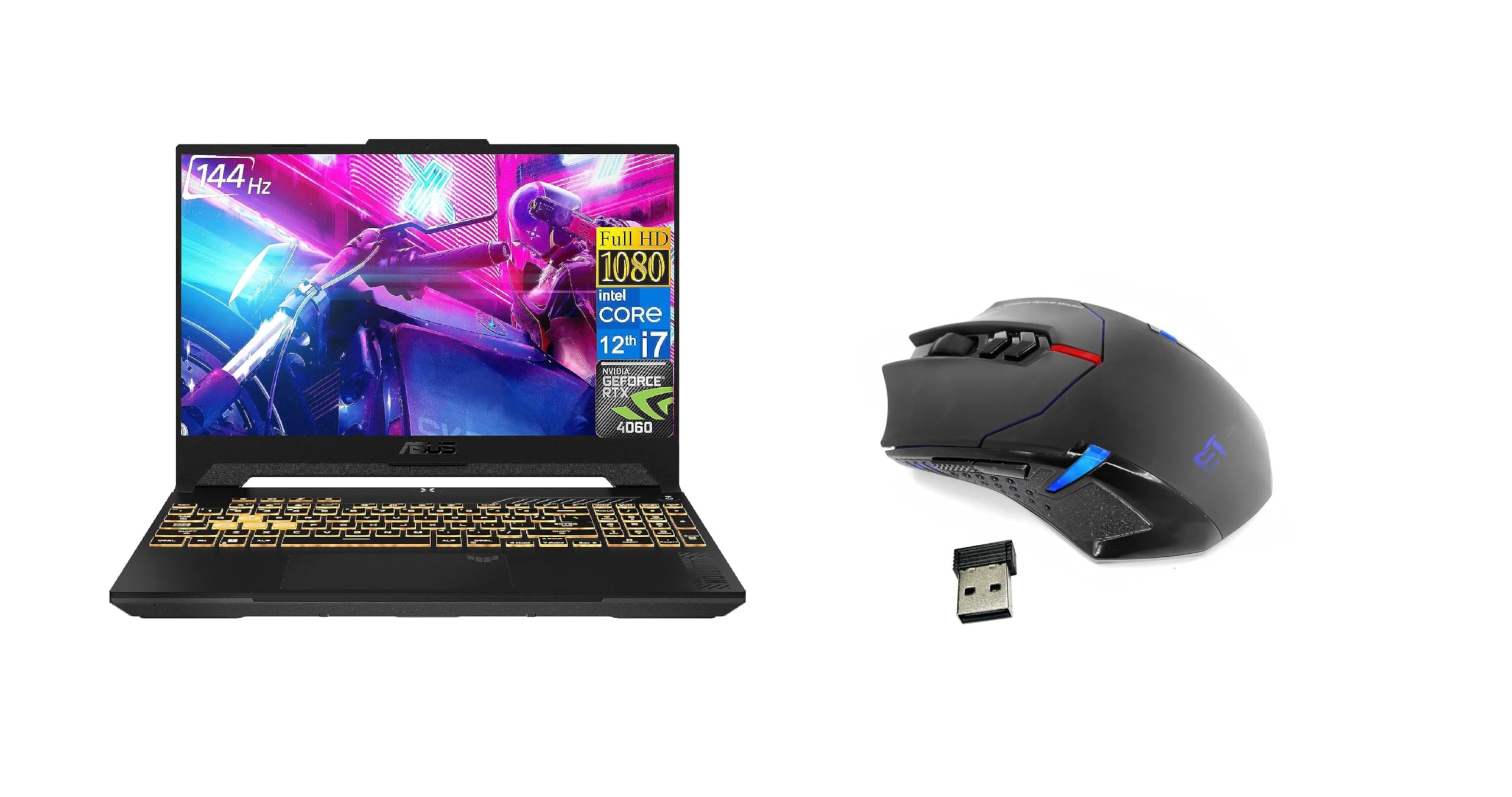 ايسوس ۲۰۲۳ لپ تاپ بازی TUF جدید ۱۵.۶ اینچ FHD ۱۴۴Hz نمایش، هسته I7-12700H، ۳۲GB ۱TB SSD کارت گرافیک NVIDIA RTX 4060 ۸GB، صفحه کلید انگلیسی من روشن WIN11 خاکستری با موش خوشه بازی بی‌سیم رایگان