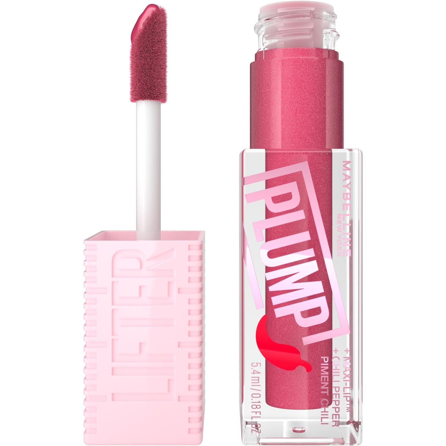 Maybelline New York Lifter Plump, Hydrating Lip Plumping Gloss with Chilli Pepper (Mauve Bite) Mauve Bite 5.4 ml