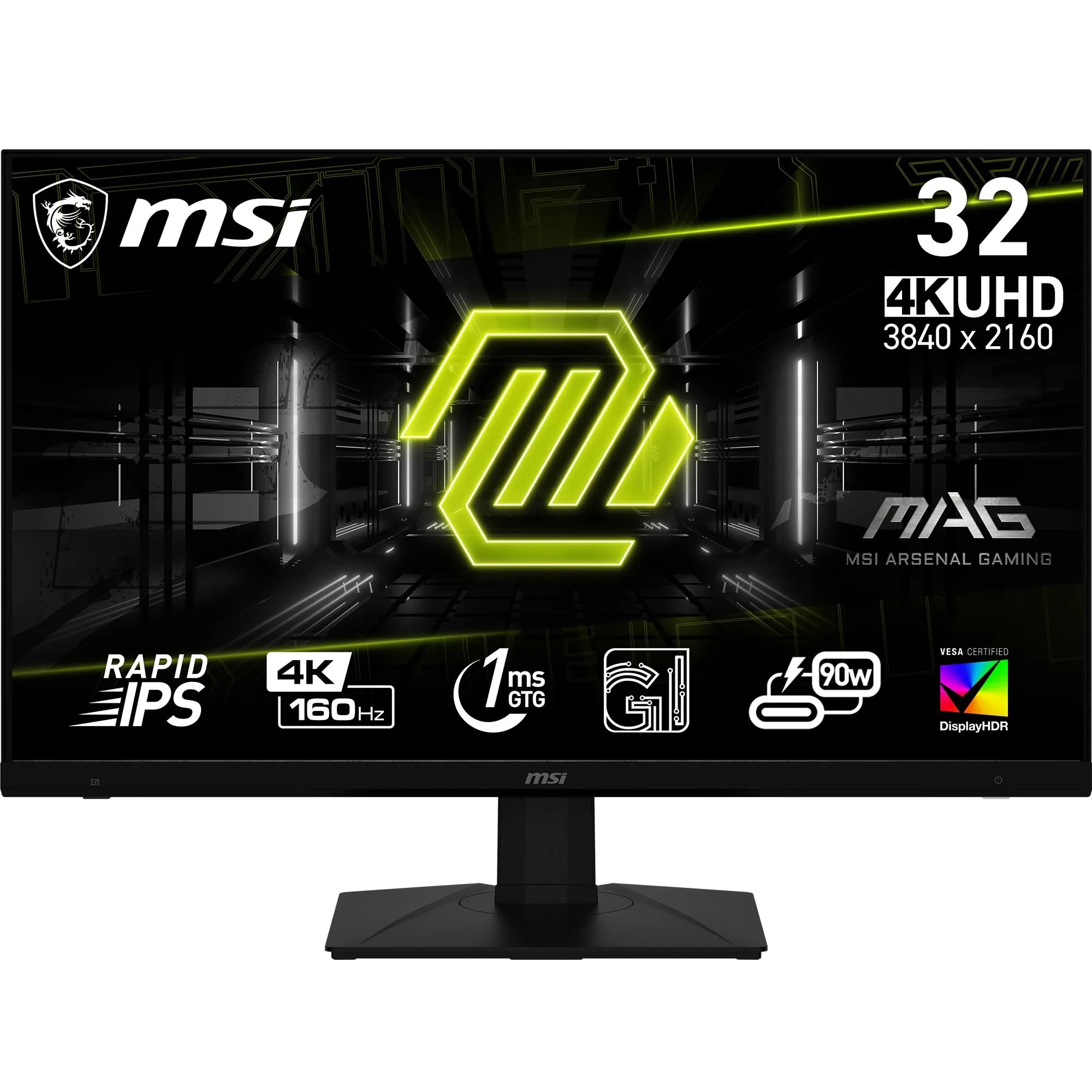 MSI MAG 322UPF ۳۲ اینچ ۴K مانیتور بازی - UHD ۳۸۴۰ × ۲۱۶۰، Rapid IPS، ۱۶۰ هرتز، ۱ میلی‌ثانیه، ۱۶:۹، HDR ۴۰۰، Adaptive Sync، مشکی ۱۶۰ هرتز / DisplayHDR ۴۰۰ ۳۲ اینچ / ۴K