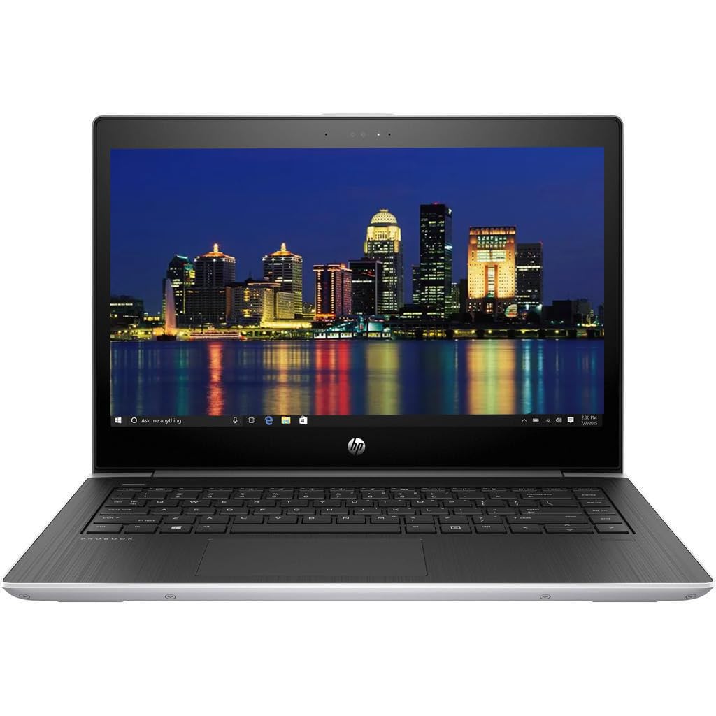 لپ تاپ تجاری HP Probook 440 G5، صفحه نمایش ۱۴ اینچی FHD (1920x1080)، پردازنده Intel core i5-8250 با سرعت 1.60GHz-3.40GHz، حافظه رم ۸ گیگابایت و حافظه داخلی ۲۵۶ گیگابایتی SSD، صفحه کلید نوردار، ویندوز ۱۰ Pro (بازسازی شده)، رنگ نقره ای