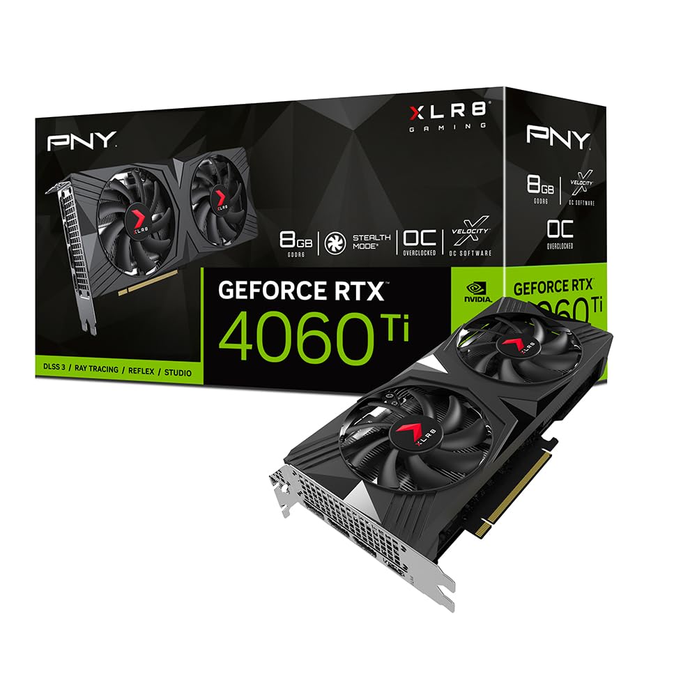 کارت گرافیک PNY GEFORCE RTX™ 4060 Ti 8GB XLR8 Gaming VERTO نسخه سه فن کارت دی ال اس اس 3 با دو فن OC 8GB