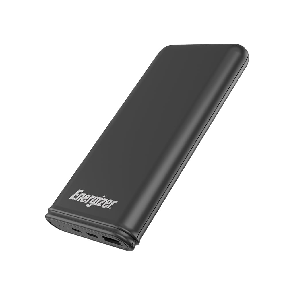 پاوربانک شارژ سریع 10000 میلی‌آمپر انرجایزر Max 2.1A با دو خروجی - Type-C و USB-A، دو ورودی، Micro-USB و Type-C، رنگ مشکی