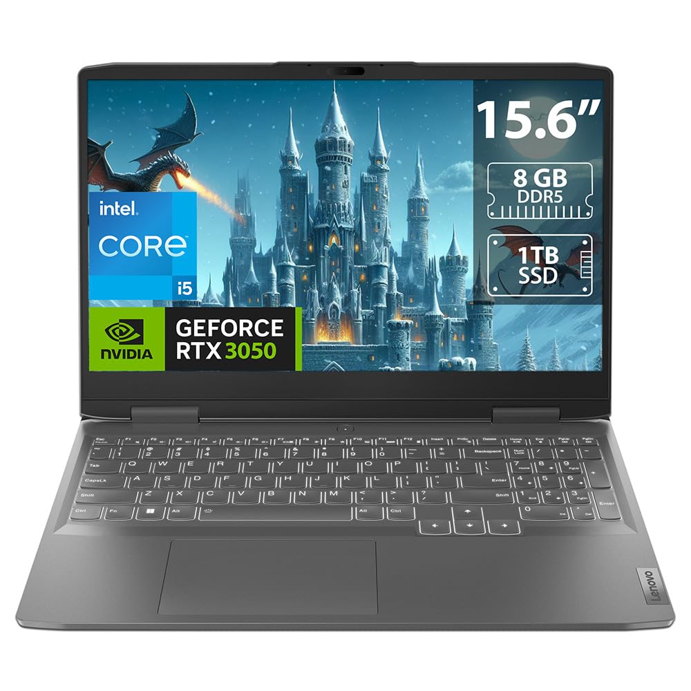 لپ تاپ گیمینگ لنوو - مدل LOQ 82XV002LUS با صفحه نمایش 15.6 اینچی FHD - Intel Core i5-13420H، 8GB DDR5 RAM - حافظه‌ی 1TB SSD - گرافیک NVIDIA GeForce RTX 3050 با 6GB - ویندوز 11 هوم، صفحه کلید انگلیسی، رنگ استورم خاکستری.