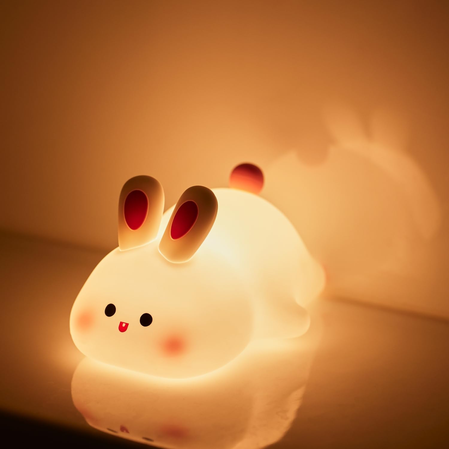 لامپ شب نرم افزار Cute Rabbit Night از جنس سیلیکون برای اتاق کودکان، لامپ USB قابل شارژ با زمان‌بندی تاریکی و روشنی برای کودکان، نوزاد، کودک، لامپ خواب سیلیکونی K-1153 نور متوسط لامپفروشی خرگوشSetTextPersian