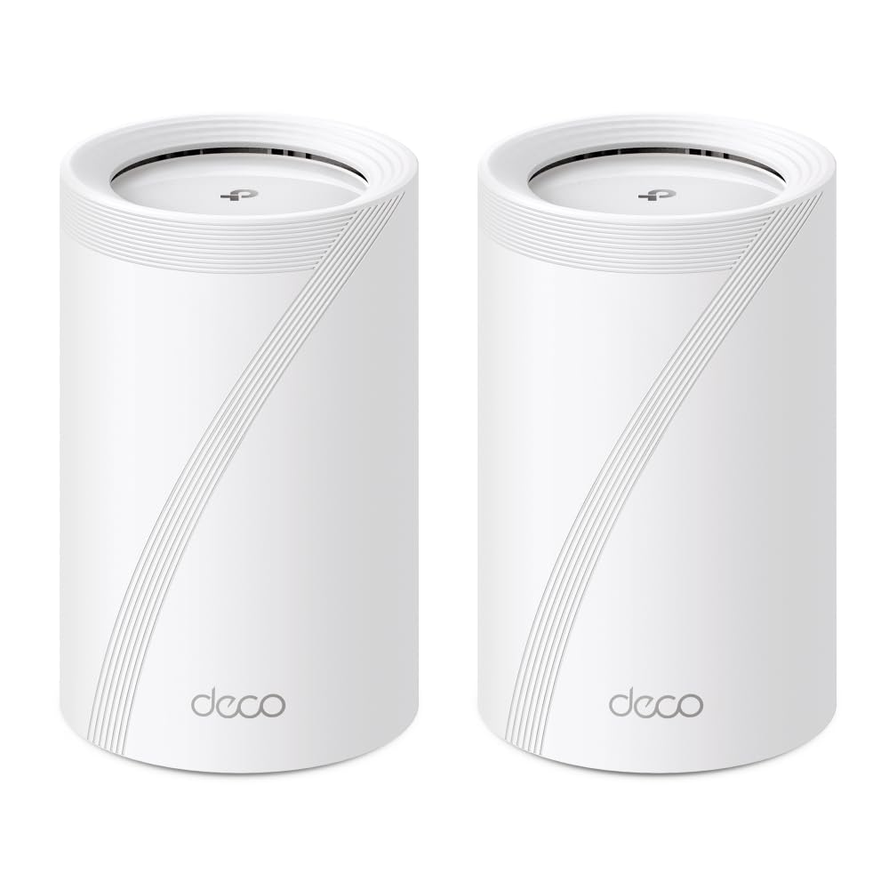 TP-Link Deco BE65 (دو بسته)، BE9300 مگابیت بر ثانیه، 4 × پورت 2.5 گیگابیت بر ثانیه، کانال‌های 320 مگاهرتز، قابلیت کارکرد در باند 6 گیگاهرتز، اتصال تا 200 دستگاه، VPN، WPA3، سیستم وای-فای مش Tri-Band Wi-Fi 7 مجموعه 2 عددی