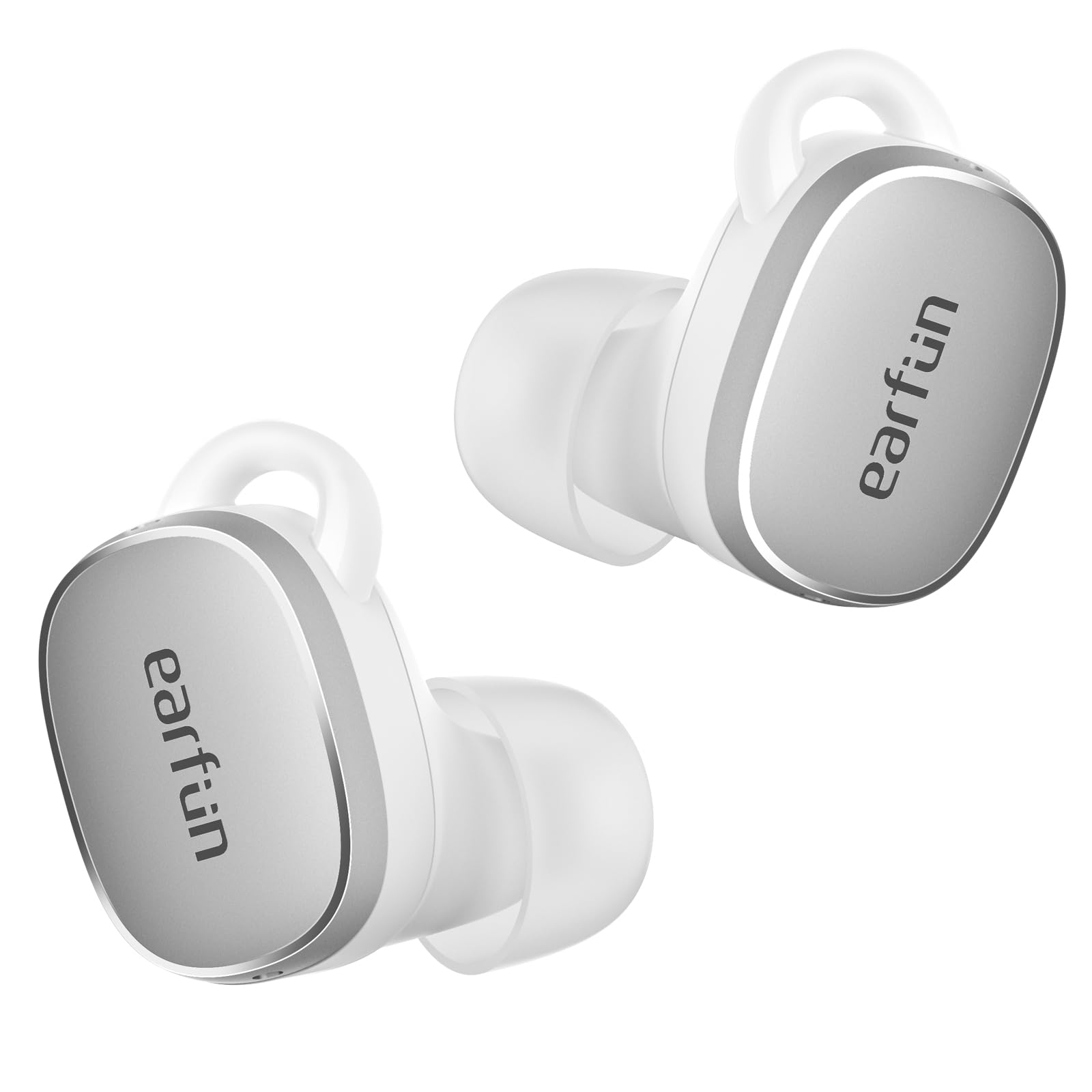 EarFun Free Pro 3 Wireless Earbuds Noise Cancellation, Snapdragon Sound with Qualcomm aptX™ Adaptive, 43dB Noise Reduction, 6 Mics ENC Bluetooth Earbuds, Multipoint Connection, Custom EQ, Silver White
