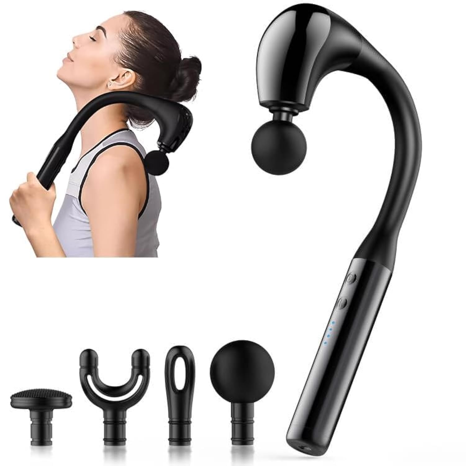 ماساژور بدن U-Shaped انقلابی برای کاهش درد، ماساژ عمیق بافت بدن برای گردن، شانه، پا - به راحتی به هر عضله دسترسی پیدا کنید، سیاه لامع
