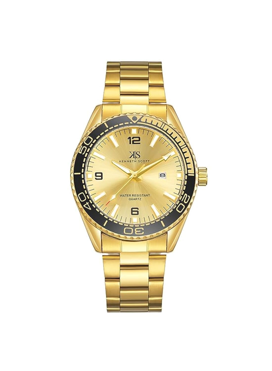 ساعت مچی مردانه Kenneth Scott Men SL28D با موتور، نمایشگر آنالوگ و بند استیل ضد زنگ - K23024-GBGCB، طلا