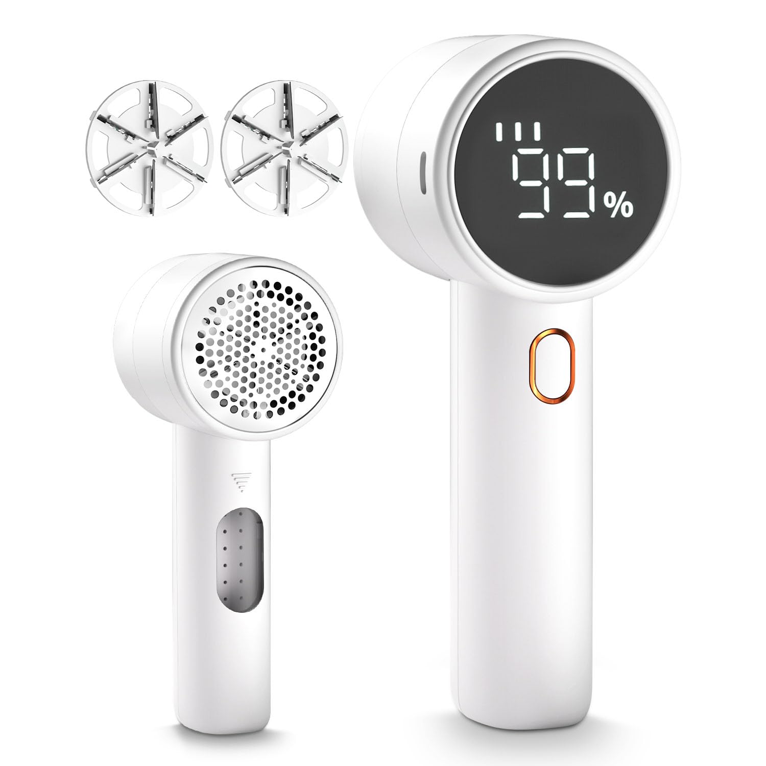 Peiyuu Fabric Shaver، پرزگیرِ قابل شارژ پارچه، تراشندهٔ برقیِ قابل حمل برای از بین بردن پرز با ۳ سرعت، ۶ تیغهٔ برگ‌دار، نمایشگر دیجیتال LED برای از بین بردن پرز روی لباس‌ها، مبلمان، ژاکت، کاناپه و پتو—سفید