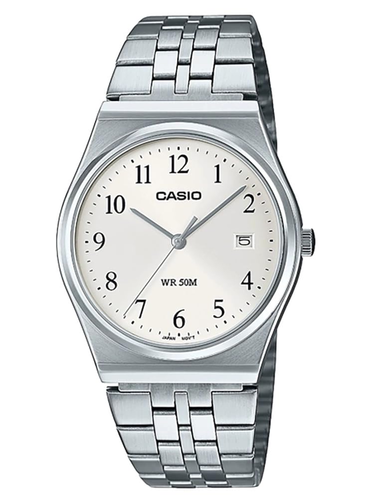 ساعت مردانه Casio - مدل MTP-B145D-7BVDF با صفحه سفید و رنگ نقره ای / سفید