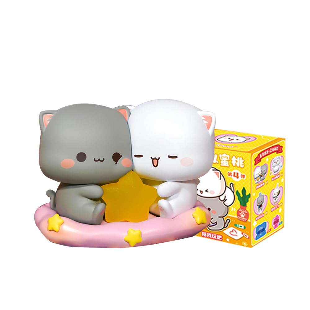 سری 4 عدم مشاهده کیوت فیگورهای اکشن Mitao Cat Series 4 Blind Box مجموعه ای تصادفی جمع آوری حدس کالکشن قابل جمع آوری گوشته های میز دکوریشن قیمتی مدل های جالب هدیه تولد (1 بسته) سری 4 Mitao Cat Series 1 بسته