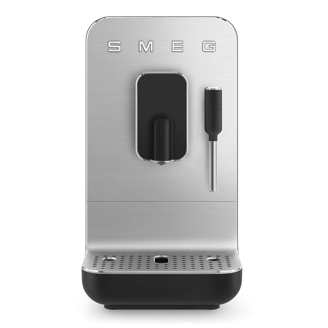 Smeg BCC12BLMUK - ماشین قهوه برن آپ کردن خودکار 50 ساله با سبک رترو، با مخلوط کن شیر، ۸ گزینه نوشیدنی، قابلیت چندین دانه آسیاب، تنظیم سختی آب، مشکی مات، 1 سال گارانتی بدون مخلوط کن شیر مات.