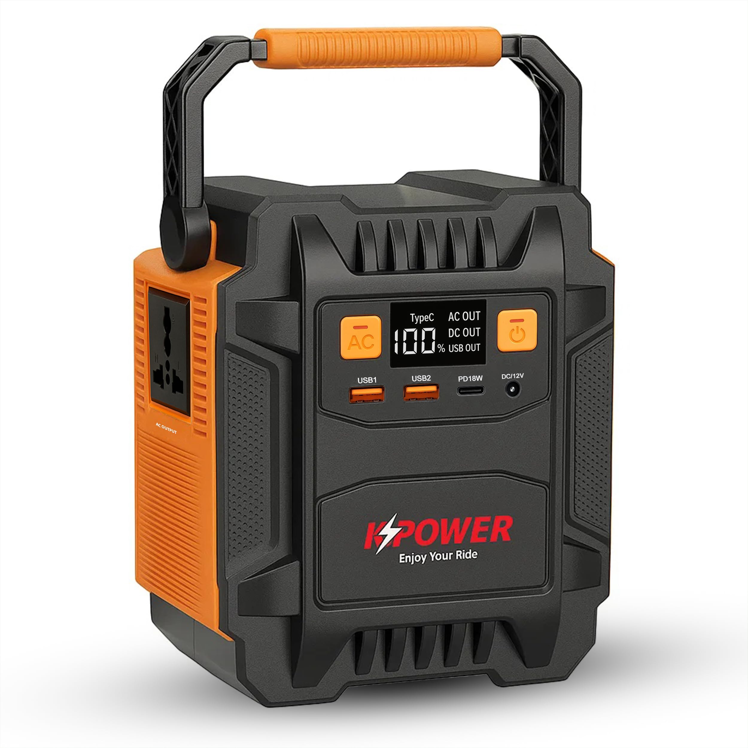 ترجمه: 
اين واحد توليد برق قابل حمل K POWER KP-PS200-48000mAh 172.8Wh 200W 220V، دارای پريز يونيورسال (مشكي و نارنجي)ست.