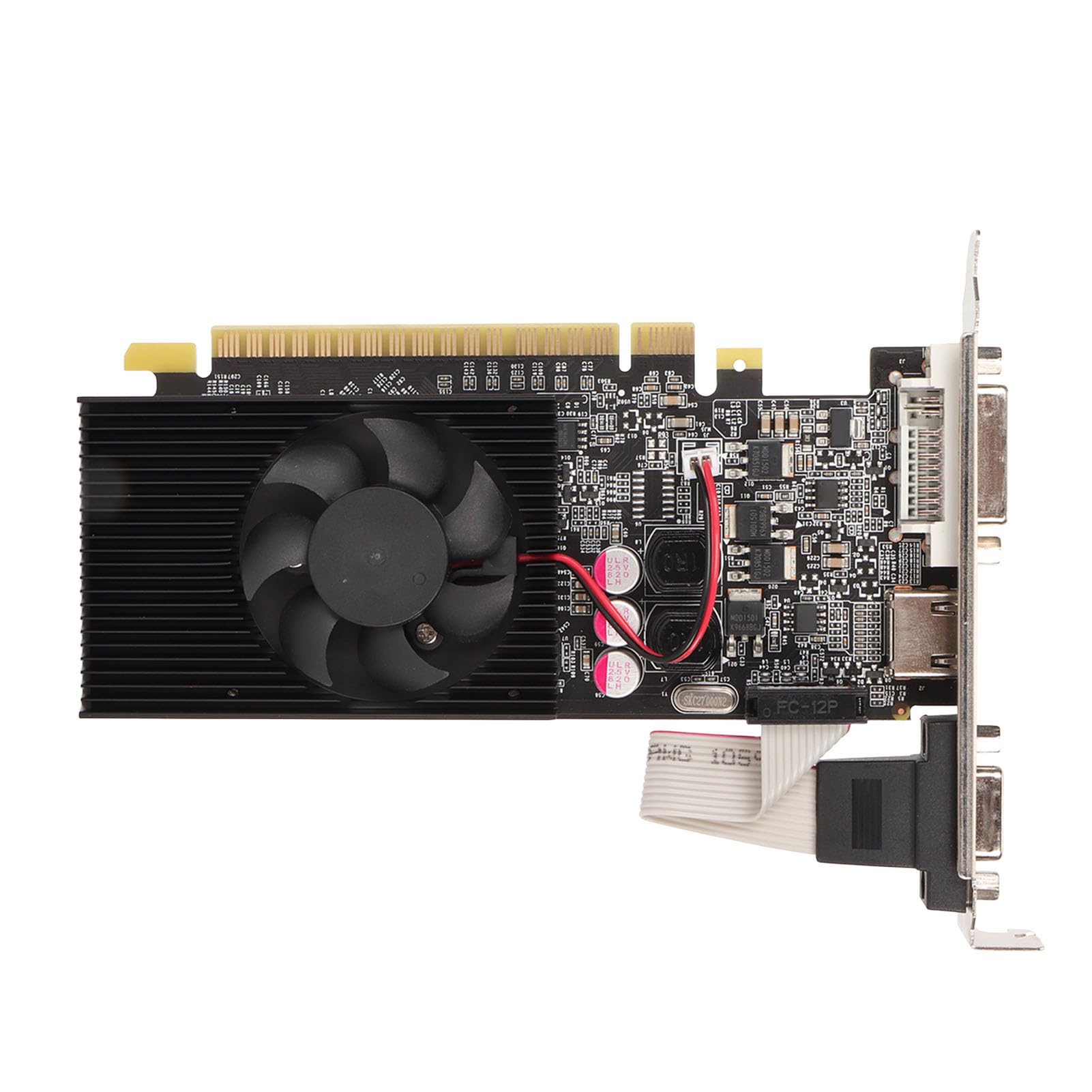 Goshyda GT610 2G کارت گرافیک مخصوص بازی، کارت گرافیک مجزا 2 گیگابایت DDR3 با باس 64 بیت، فرکانس 810 مگاهرتز / 1000 مگاهرتز، PCI Express x16 نسخه 1.1، پورت‌های DVI، VGA و HDMI، با فن خنک‌کننده بی‌صدا