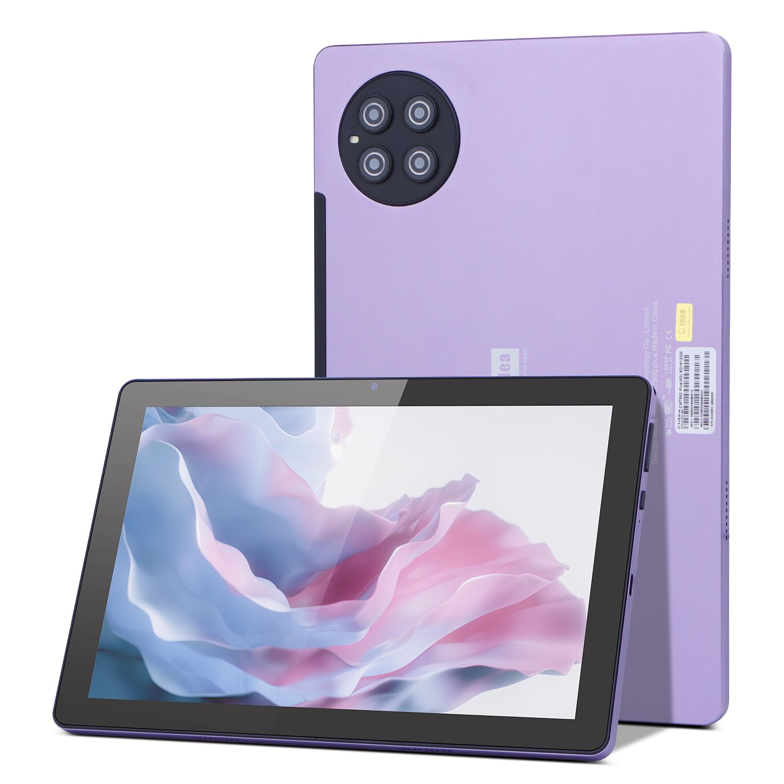 تبلت اندروید 12.0 با صفحه نمایش 10 اینچ، حافظه RAM 8 گیگابایتی و حافظه داخلی 512 گیگابایتی، دوربین‌های 8 و 13 مگاپیکسل، باتری 10000 میلی‌آمپر، دو شیار سیم کارت، صفحه نمایش IPS HD با رزولوشن 800 در 1280 پیکسل، همراه با کیس و کیبورد، امکانات وایفای و 5 جی ال تی ای سی ام 7800 (بنفش)