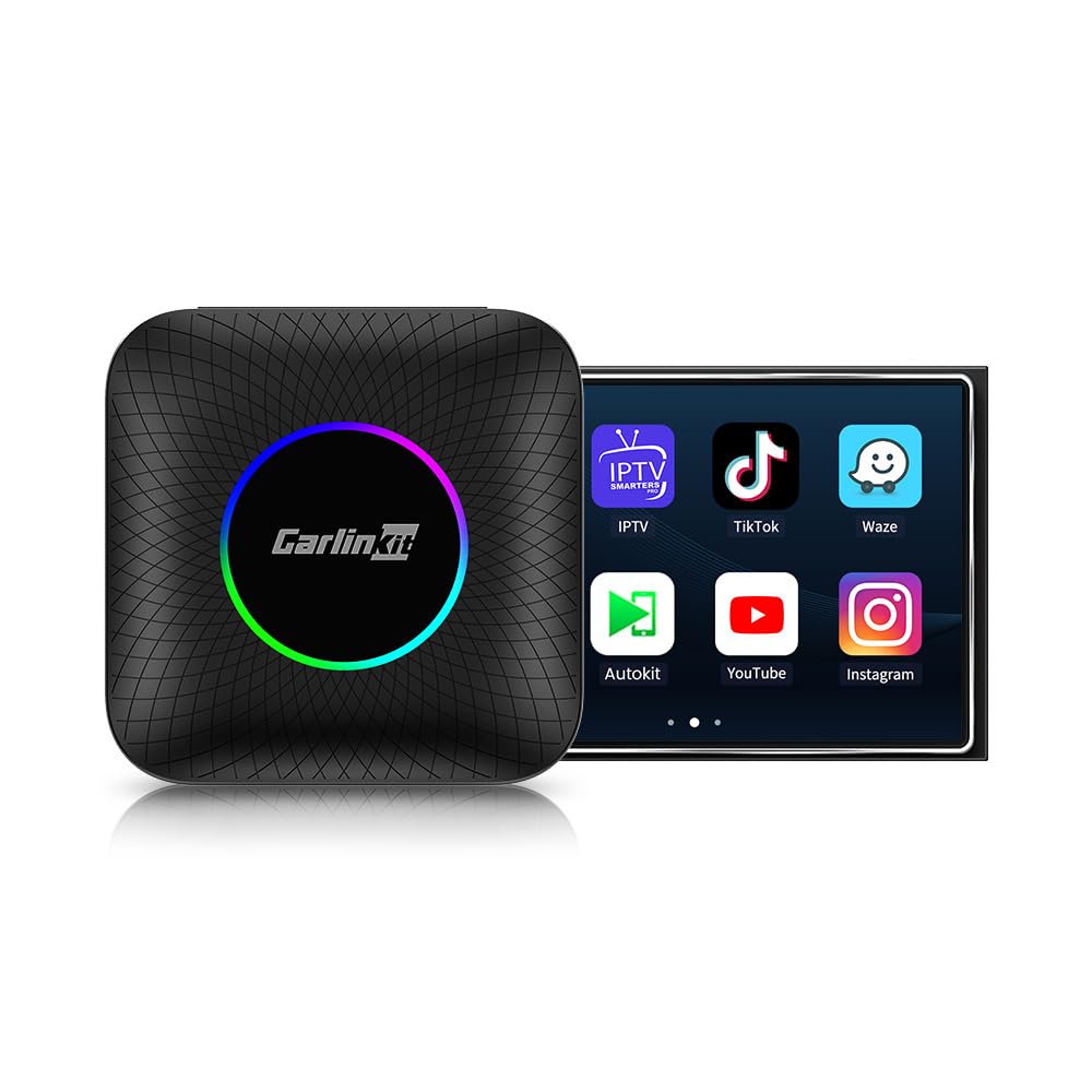 Carlinkit Android 13 Ai Box نسخه LED، Qualcomm 8 هسته، 8+128GB، آداپتور 3 در 1 با سلولی 4G، پخش ویدیو، کارت SIM/TF، Google Play داخلی، فقط مناسب برای ماشین‌های CarPlay کارخانه‌ای اندروید 13.0 8GB+128GB (LED)