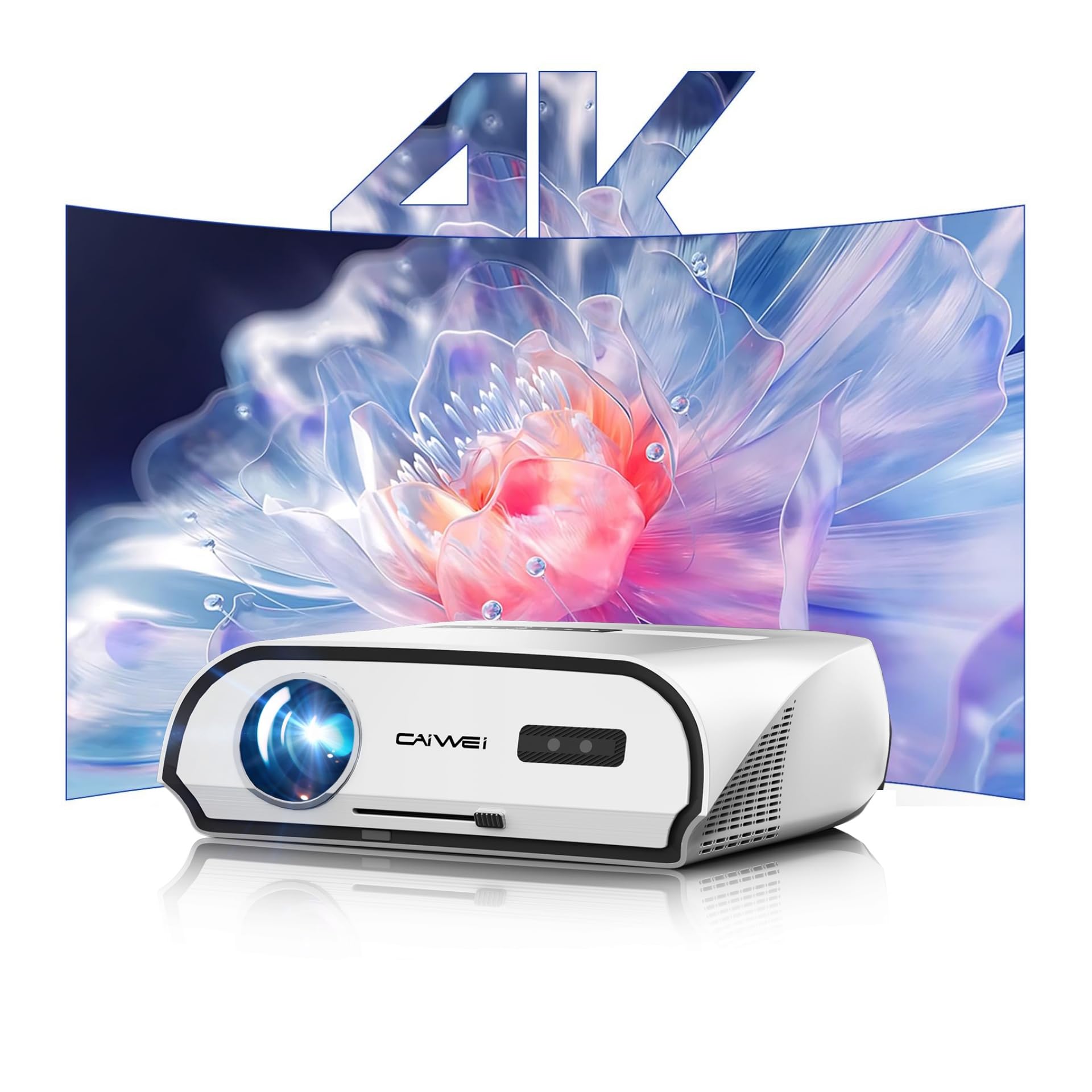 پروژکتور خانگی 4K Ultra HD با روشنایی بالا 14300 لومن سینمای خانگی در روز دارای اسمارت فیلم پروژکتور HDR روزشمار نوری WiFi6 بلوتوث RJ45 LAN پروژکتور بازی خارجی کی‌استون زوم پروژکتور سرگرمی خانگی خارجی کارخانه سفید