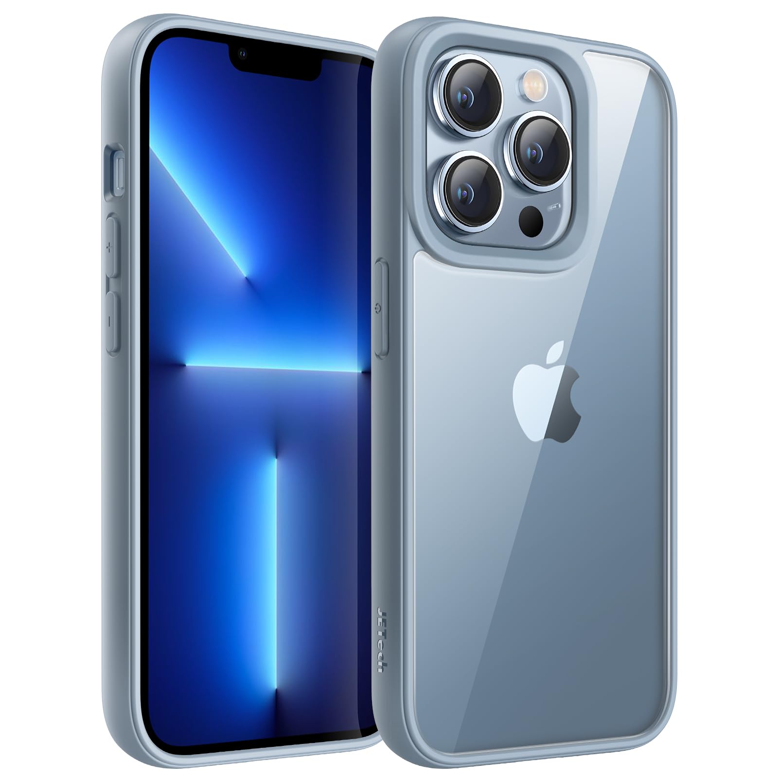 کاور JETech برای iPhone 13 Pro Max 6.7 اینچ، محافظ گوشی ضدضربه، قاب مات رنگی جامد TPU، پشت شفاف ضد خش (آبی سیرا)
