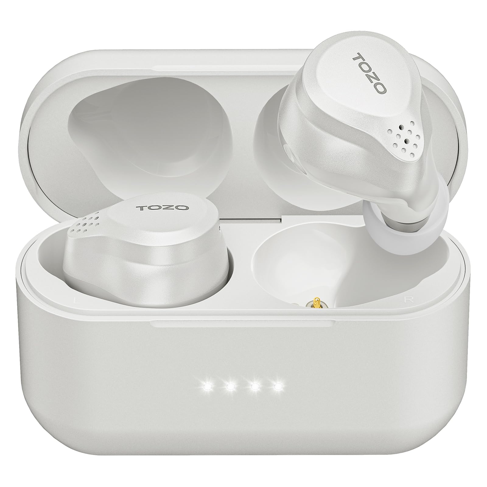 هدفون بی‌سیم TOZO NC7 با قابلیت حذف فعال نویز هیبریدی، تمام عیارها، با بلوتوث 5.3 با زمان پخش 72 ساعته، شناسایی در گوش، سفارشی‌سازی اپلیکیشن، صدای فراگیر و باس عمیق سفید