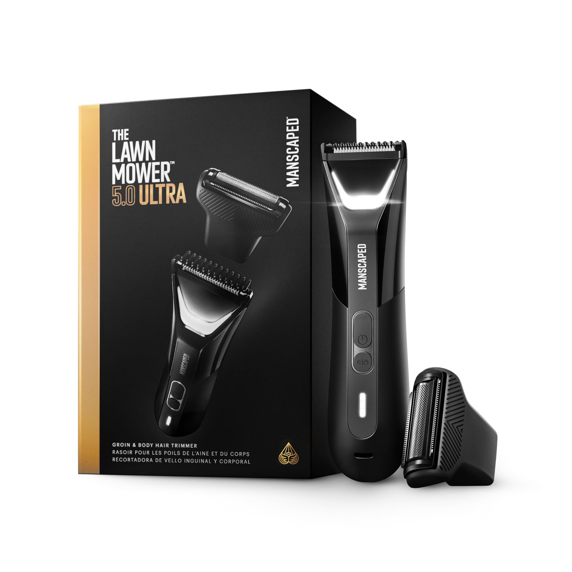 The Lawn Mower® 5.0 ULTRA UYHUXY Groin & Body Hair Trimmer – Dual-Head SkinSafe® Trimmer & Foil Blades, Waterproof Wet/Dry Groomer, USB-C Rechargeable with Travel Pouch, Men’s Ball Shaver