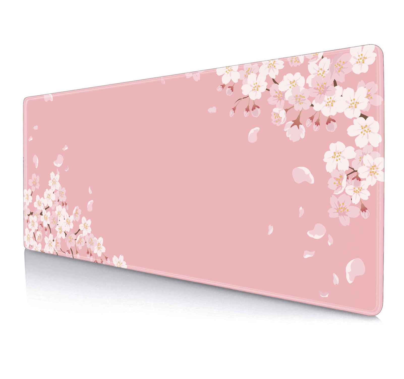 تاپ IMAYONDIA صورتی ژاپنی، فرش بزرگ Cherry Blossom بازی موس پد، پد ماوس زیره لاتکس ضد لغزش تزیین میز برای زنان، پد میز برای کار، بازی، دفتر کار، 31.5x11.8 اینچ- گلهای زینتی ساکورا